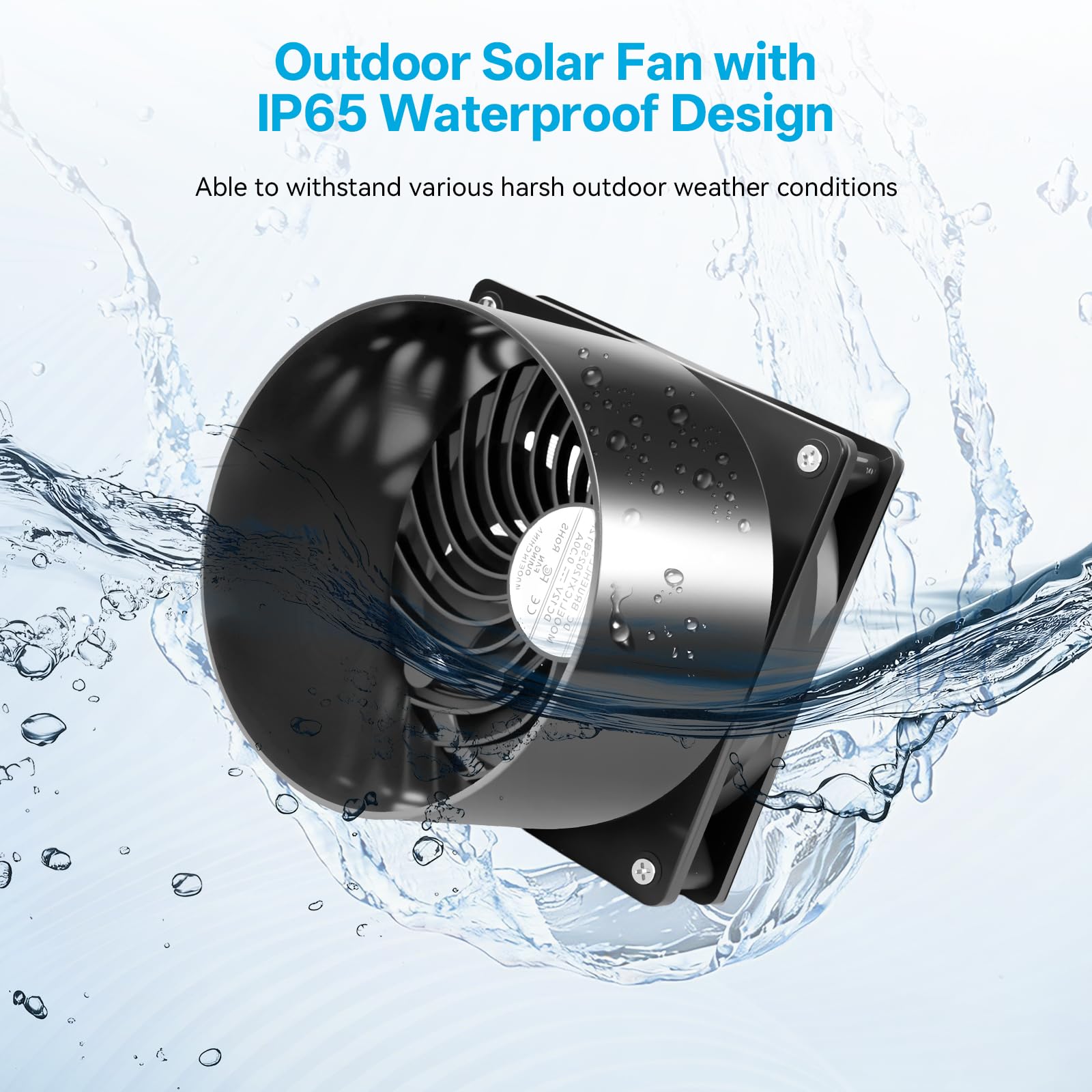 RUIZHI Solar Ventilator Solarlüfter mit Luftschlauch, Wasserdichter Solar Abluftventilator für Haustierhaus, Hühnerstall, Schuppen, Gewächshaus, Fensterabluft – Für effektive Belüftung und Zirkulation