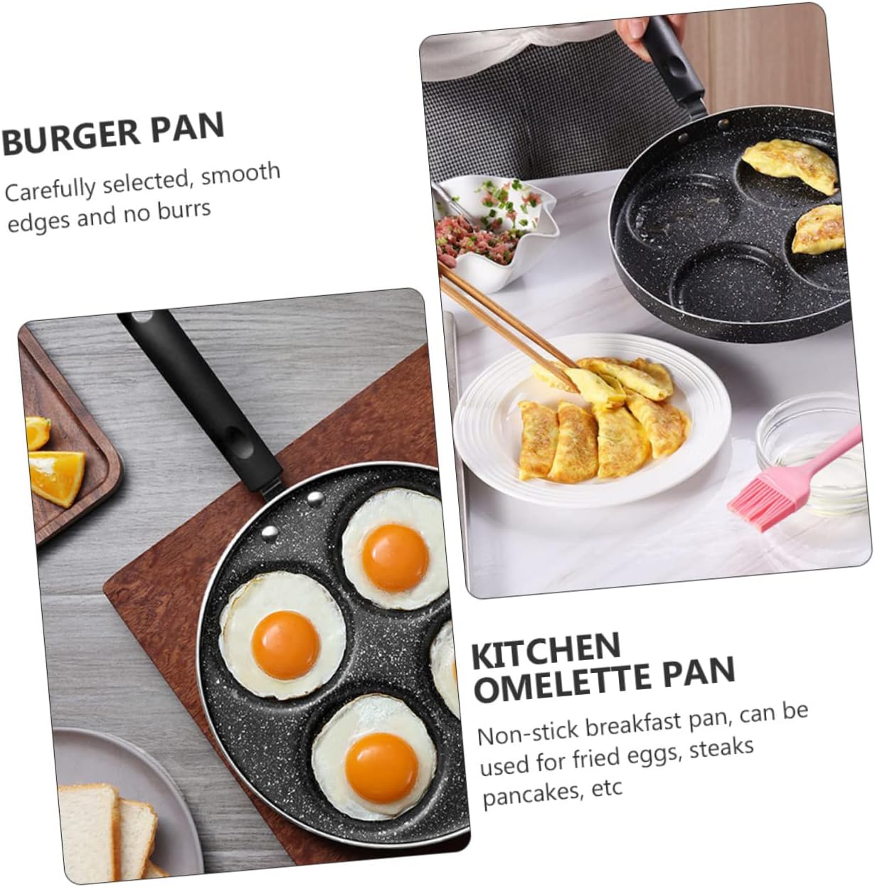 STOBAZA Non-stick Omelette Pan Skillet Stone Egg Frying Pan Mini Burger for Kitchen Cooking Style