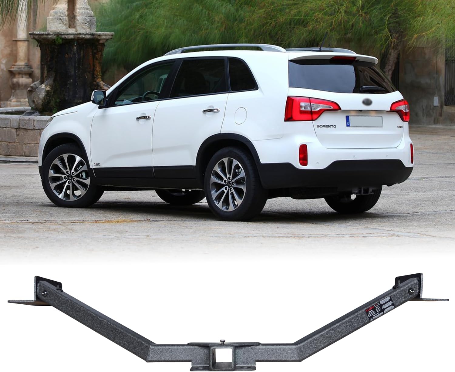 Trailer Hitch Black Steel Compatible with 2011 2012 2013 Kia Sorento and 2010 2011 2012 Select Hyundai Santa Fe w/2” Hitch Receiver