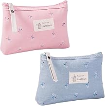 2 Pcs Makeup Bags, Small Makeup Bag with Zipper, Small, Pencil Case, Portable Beauty Bag, Canvas Cosmetic Bag Ideal for Outings, Travel, Vacation