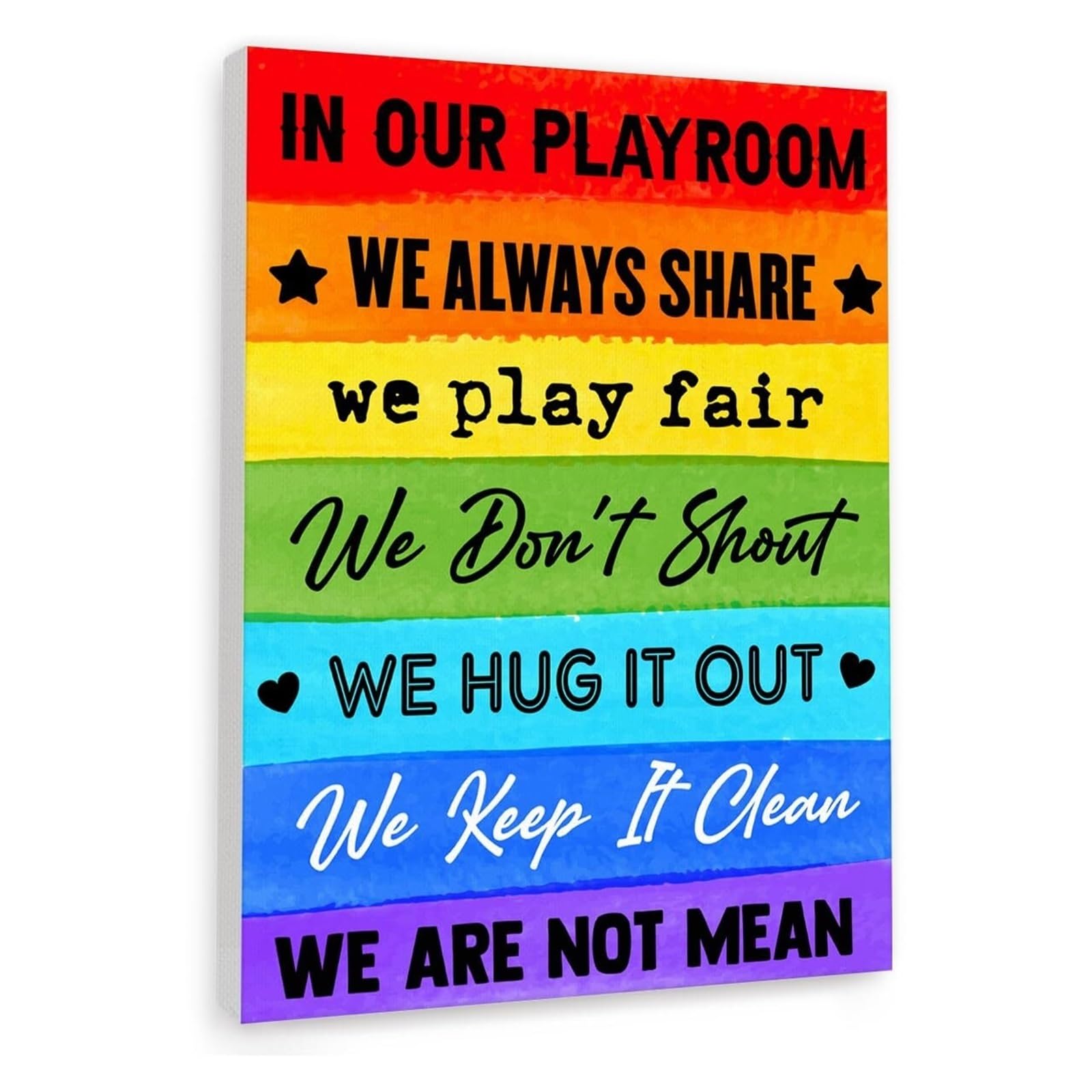 EKFBQBGW Gentle Guidance Playroom Poster - Affirmations & Rules Canvas Art for, Encouraging Decor for Bedroom, Daycare, Home Unframed,12x18inch(30x45cm)