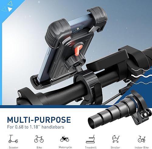 Miniatura 2 de Hiboy Soporte de teléfono para bicicleta, soporte universal giratorio de 360, soporte de teléfono para motocicleta, antivibración, clip de teléfono