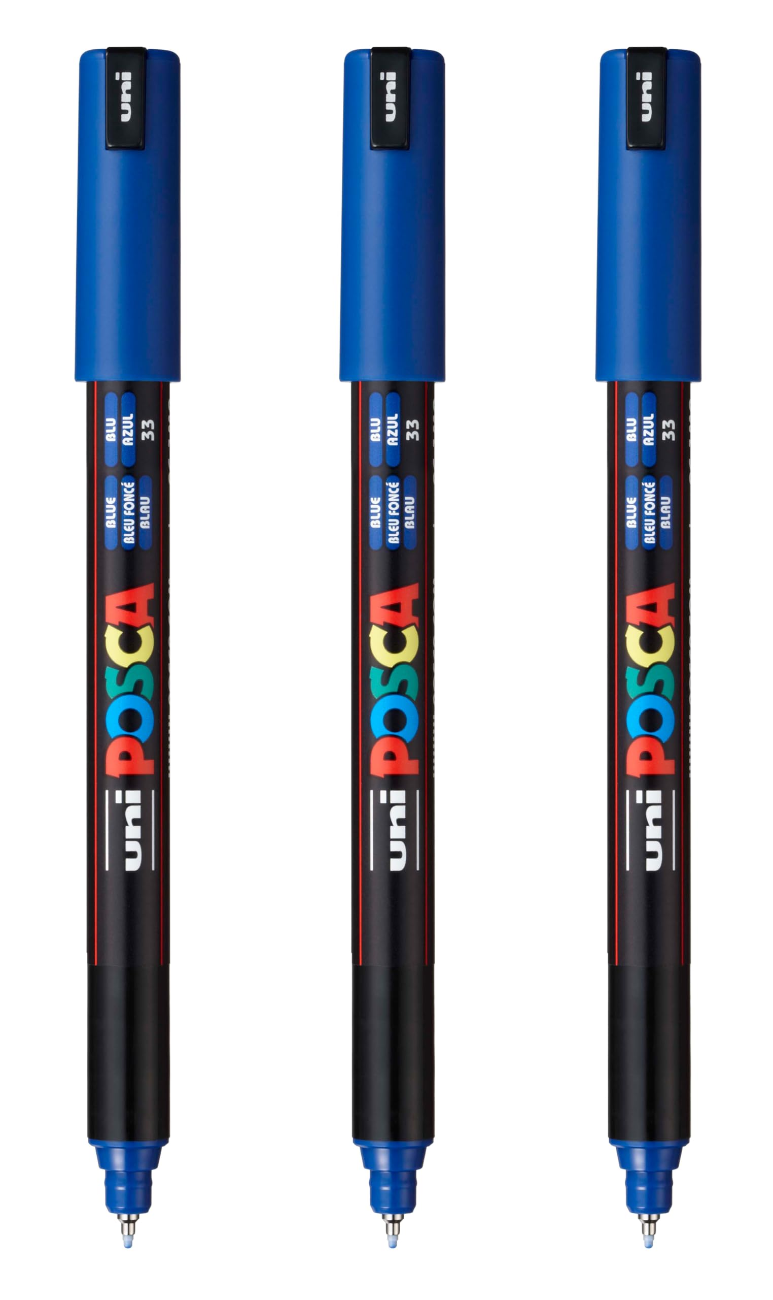 PC-1MR Water-Based Paint Markers, Extra Fine Tip (0.7mm), Blue, 3 Count