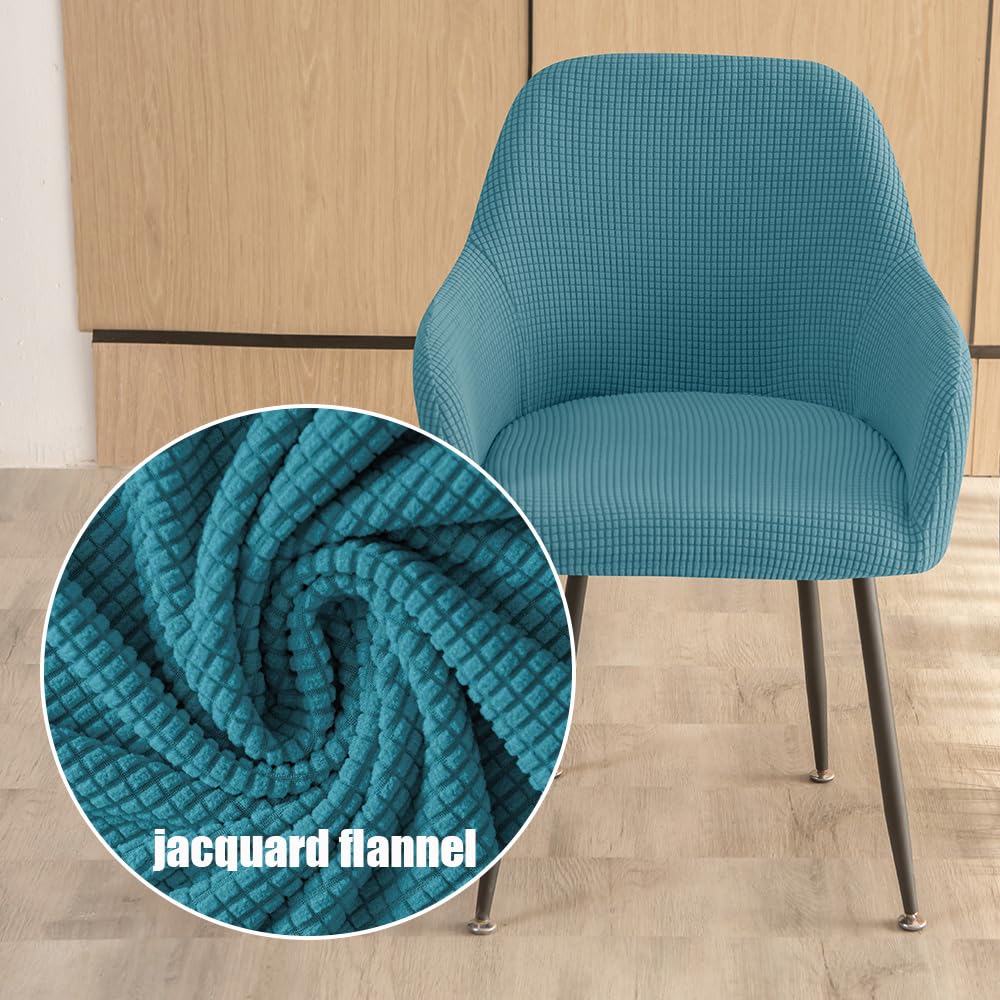 Highdi Couverture de Chaise Housse de Chaise Salle a Manger Flanelle Jacquard Housse de Chaise Extensible Scandinave Housse de Chaise avec Accoudoir Protecteur de Chaise (Jaune Citron,6 pièces)