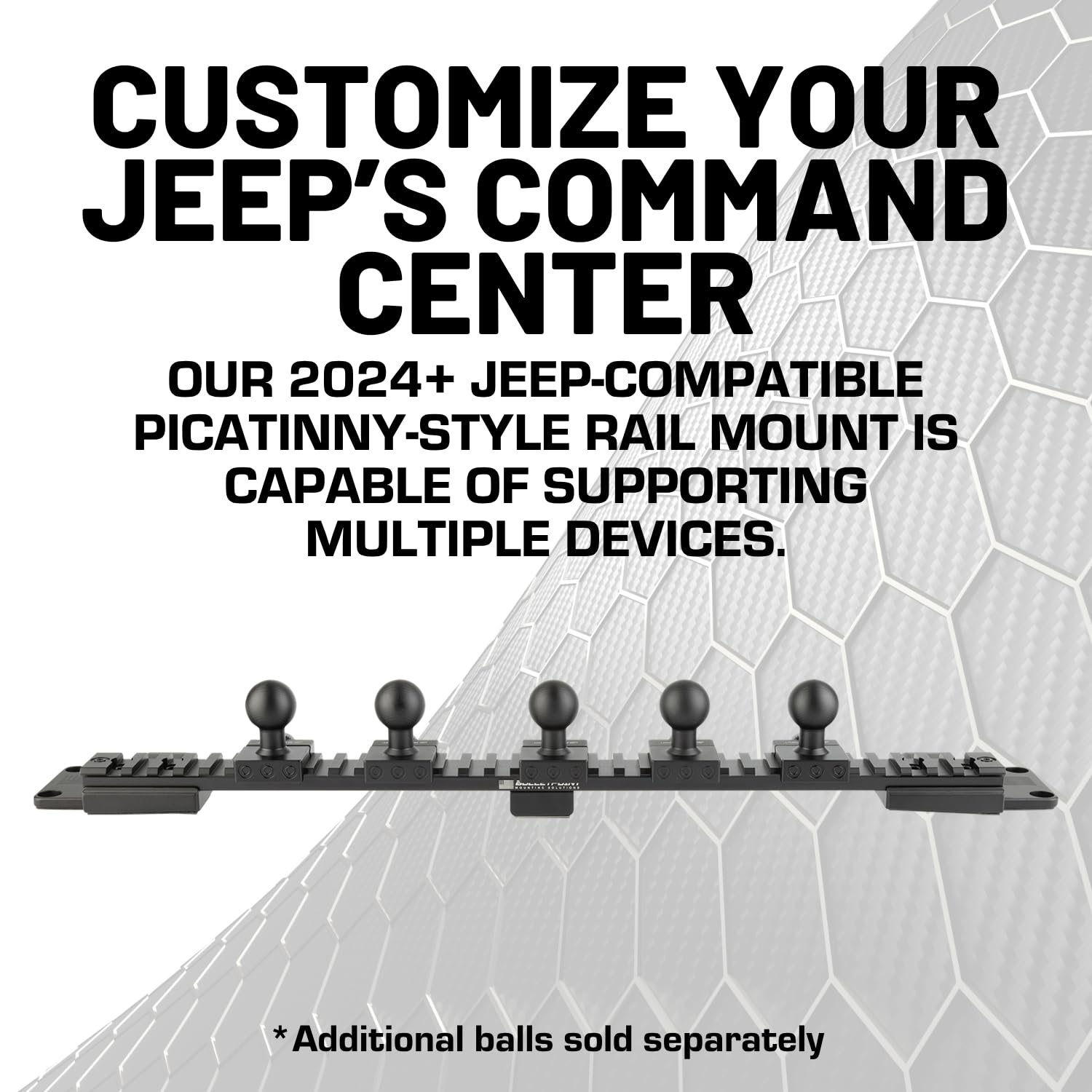 Bulletpoint Mounting Solutions Metallschiene im Picatinny-Stil mit universeller Handyhalterung + Action-Kamerahalterung, kompatibel mit Jeep Wrangler JL & Gladiator ab 2024