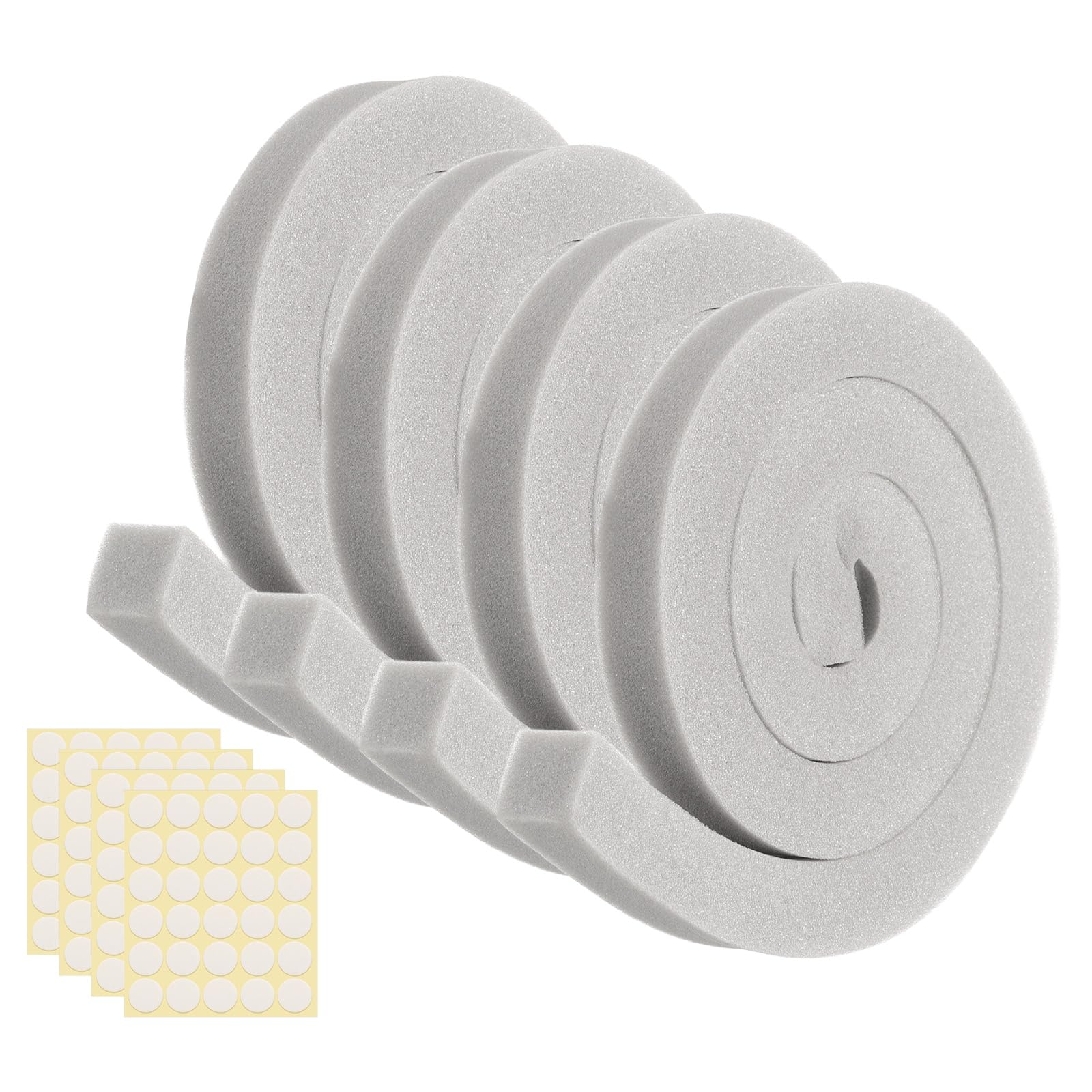 sourcing map 4 Set 3.28ft Foam Seal Strip, 1 Inch Width x 1 Inch Thick Weather Stripping Foam Insulation Tape, EVE Air Conditioner Open Cell Foams Seal Tape for Doors, Windows, Grey