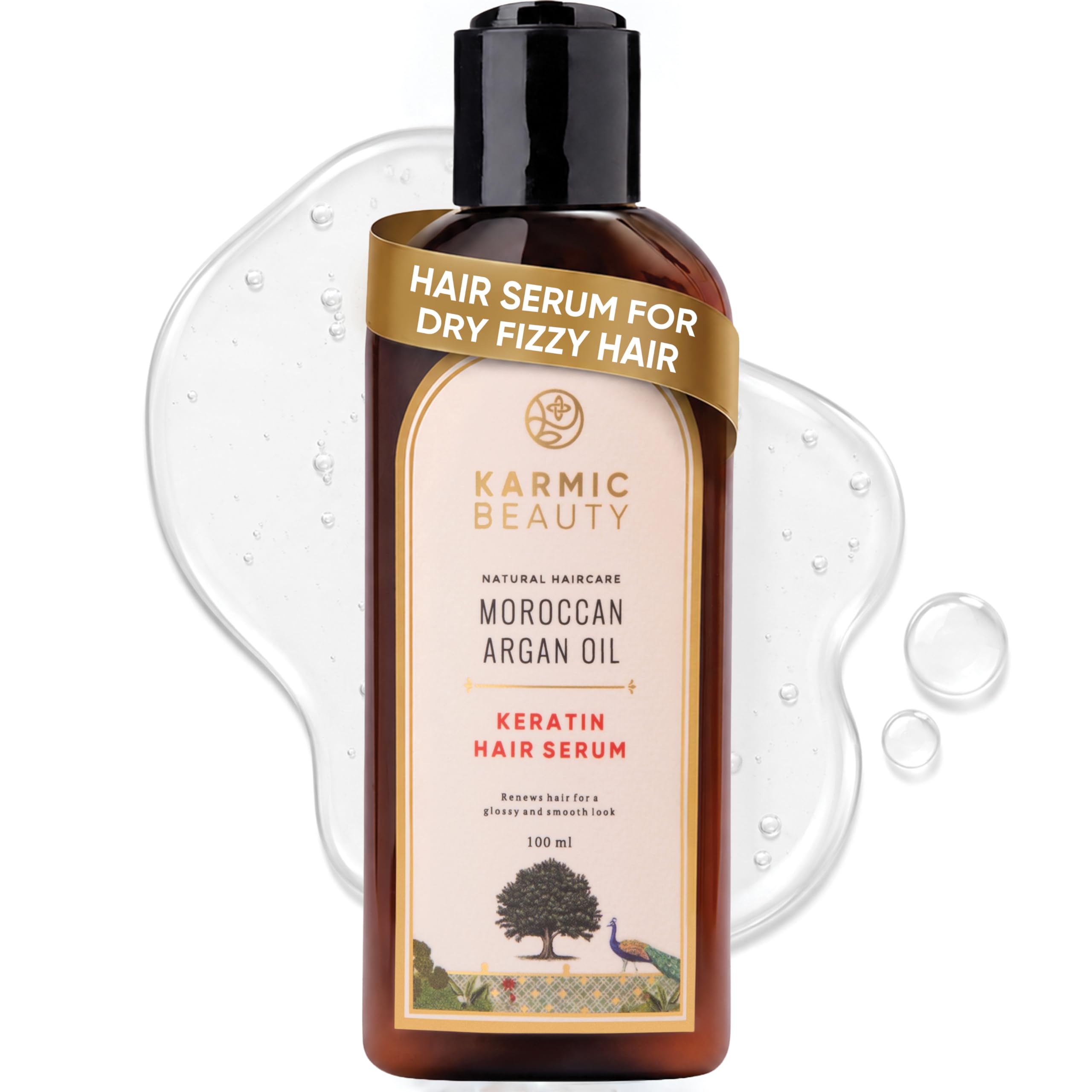 KARMIC BEAUTY Repairing Hair Serum | 100% Organic Moroccan Argan Oil & Natural Keratin | Get Smooth, Silky & Shiny Hair | Lightweight & Non-Greasy Formula | Sulfates & Parabens Free | Unisex, Heat & UV Protection |100ml-image-37