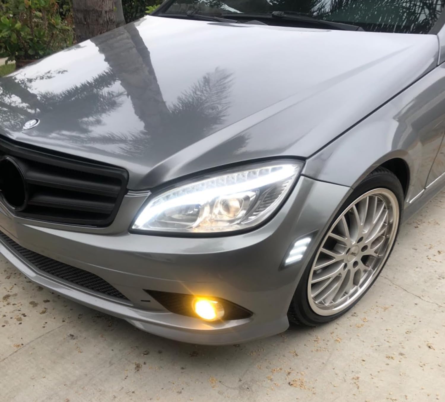 iJDMTOY Triple-Row White Full LED Side Markers, Compatible with Mercedes 2008-2011 W204 C250 C300 C350 & 2008-2013 C63 AMG, Clear Lens, Replace OEM Amber Sidemarker Lamps
