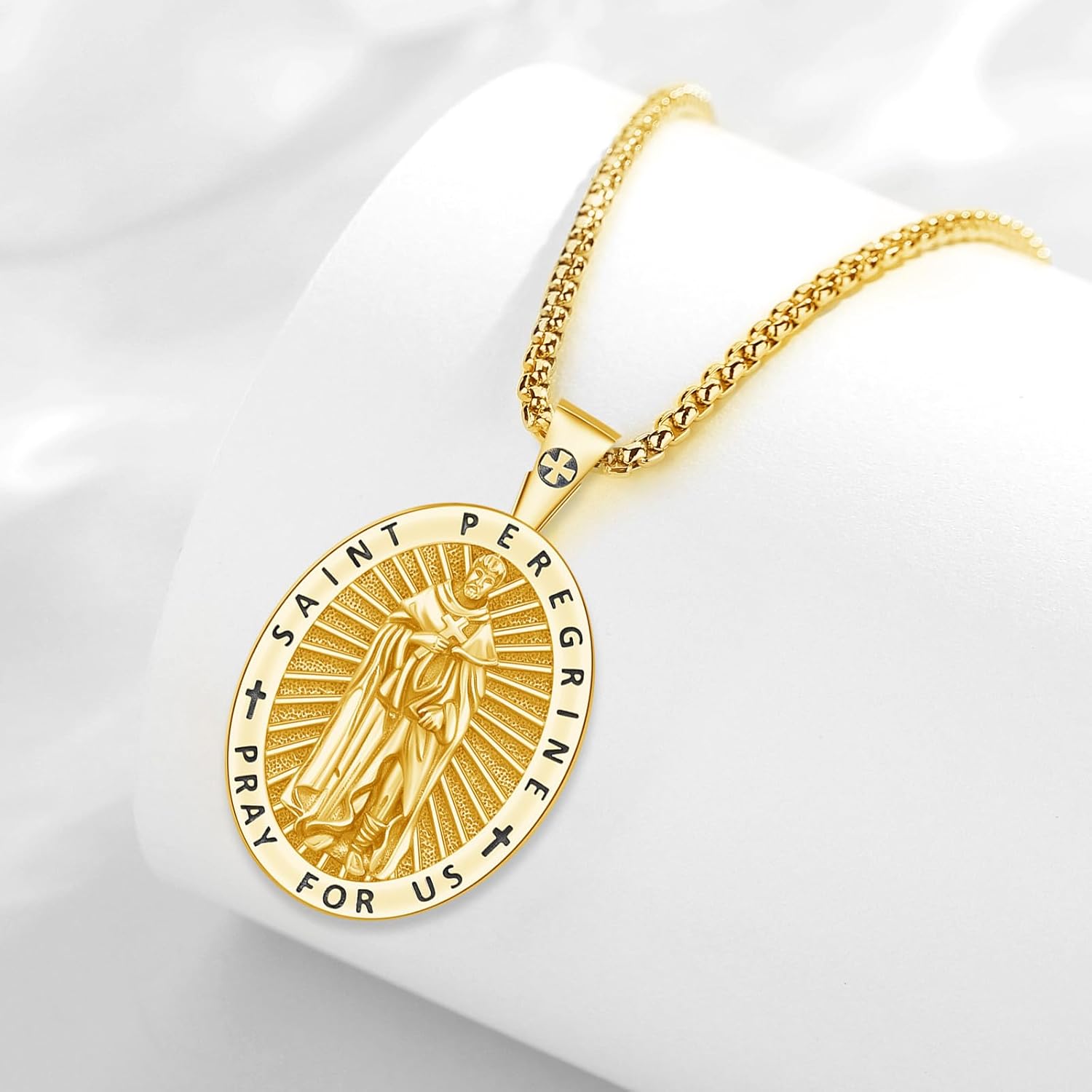 St Michael/St Peregrine/St Sebastian Medals Anchor Necklace for Men Women 925 Sterling Silver Patron Saint Cross Pendent Religious Amulet Jewelry Catholic Gifts - Image 4