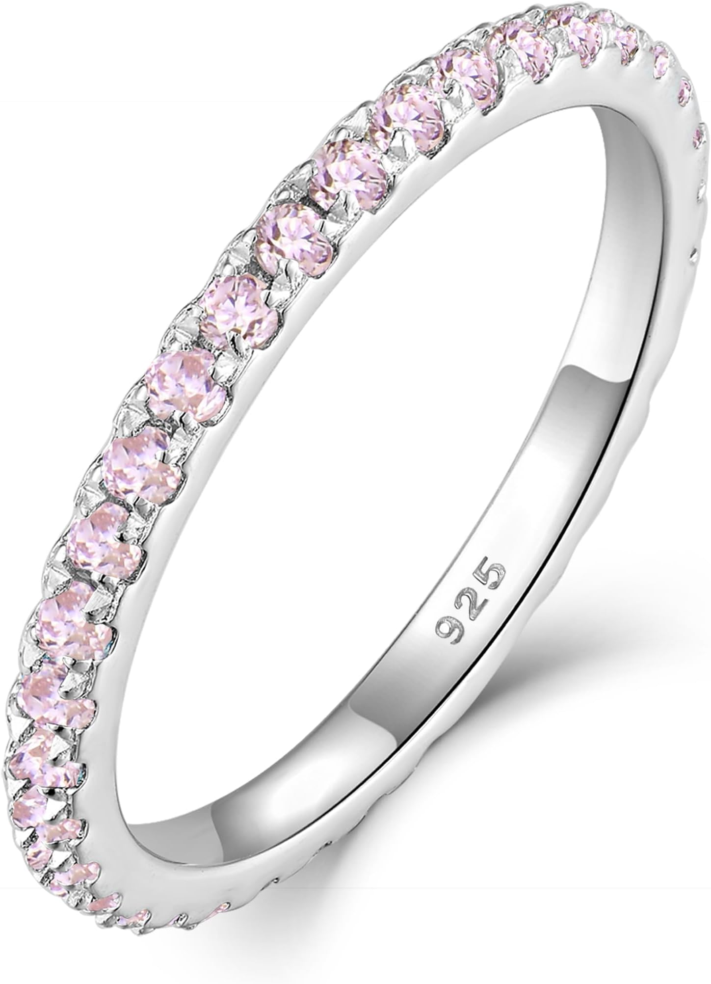Stackable Ring 925 Sterling Silver Wedding Eternity Bands Birthstone Stacking Rings for Women