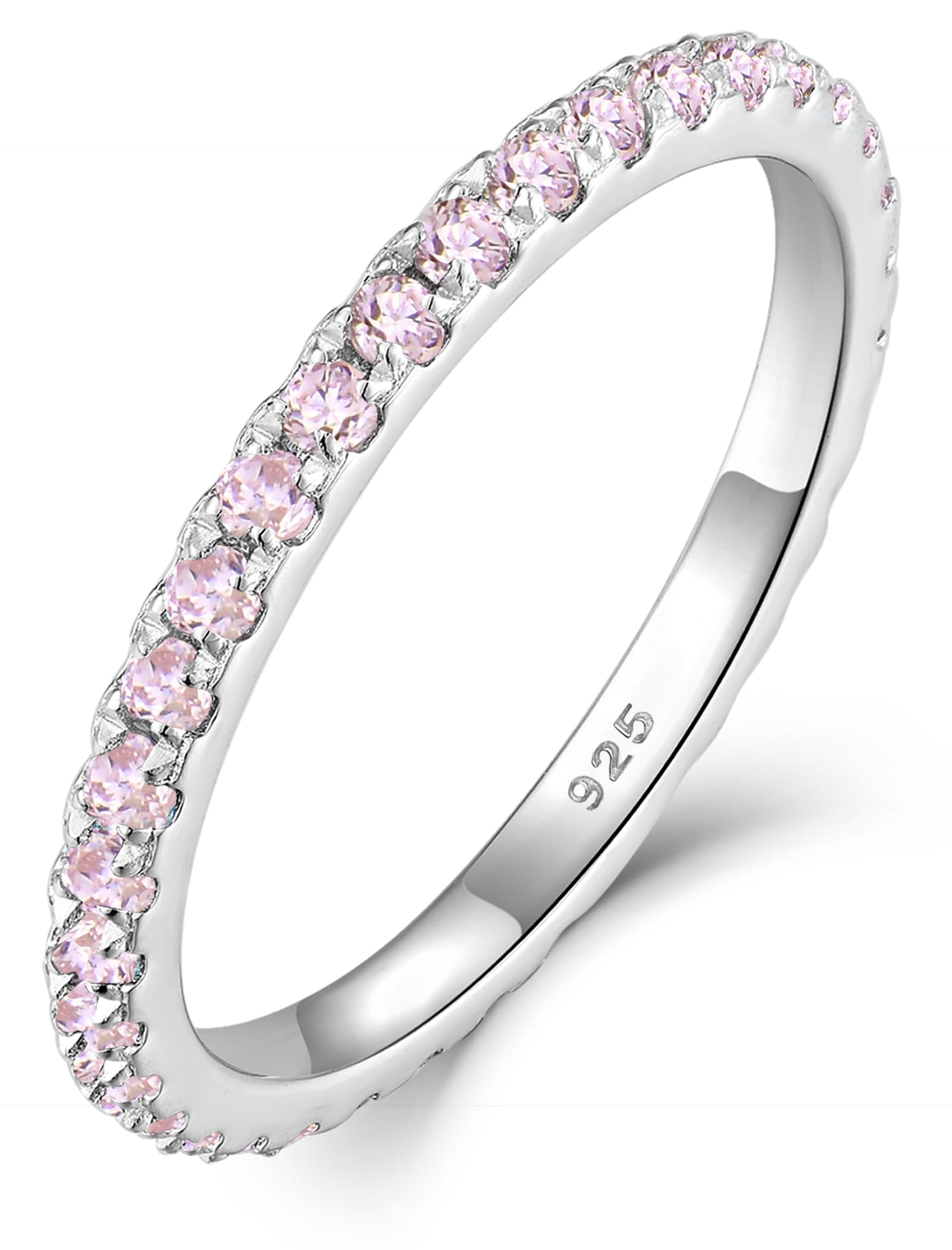 Stackable Ring 925 Sterling Silver Wedding Eternity Bands Birthstone Stacking Rings for Women