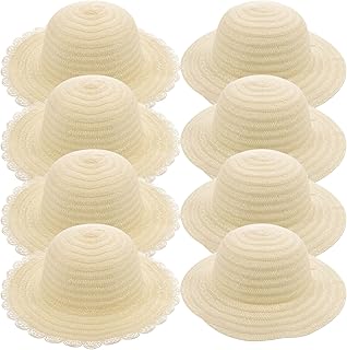 Gadpiparty Kids Toys Kids Toys 8pcs Diy Straw Hats Set Unpainted White Straw Hat Kids Handmade Cap Beach Sun Hat Tea Party Dress Up Hat for Mexican Straw Hat Art Painting Hat Girl Toys Girl Toys