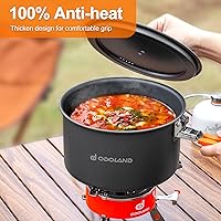 Vista 7 de Odoland Kit de utensilios de cocina para camping, antiadherente, ligero, juego de ollas y sartenes con bolsa de malla para mochileros, cocina al