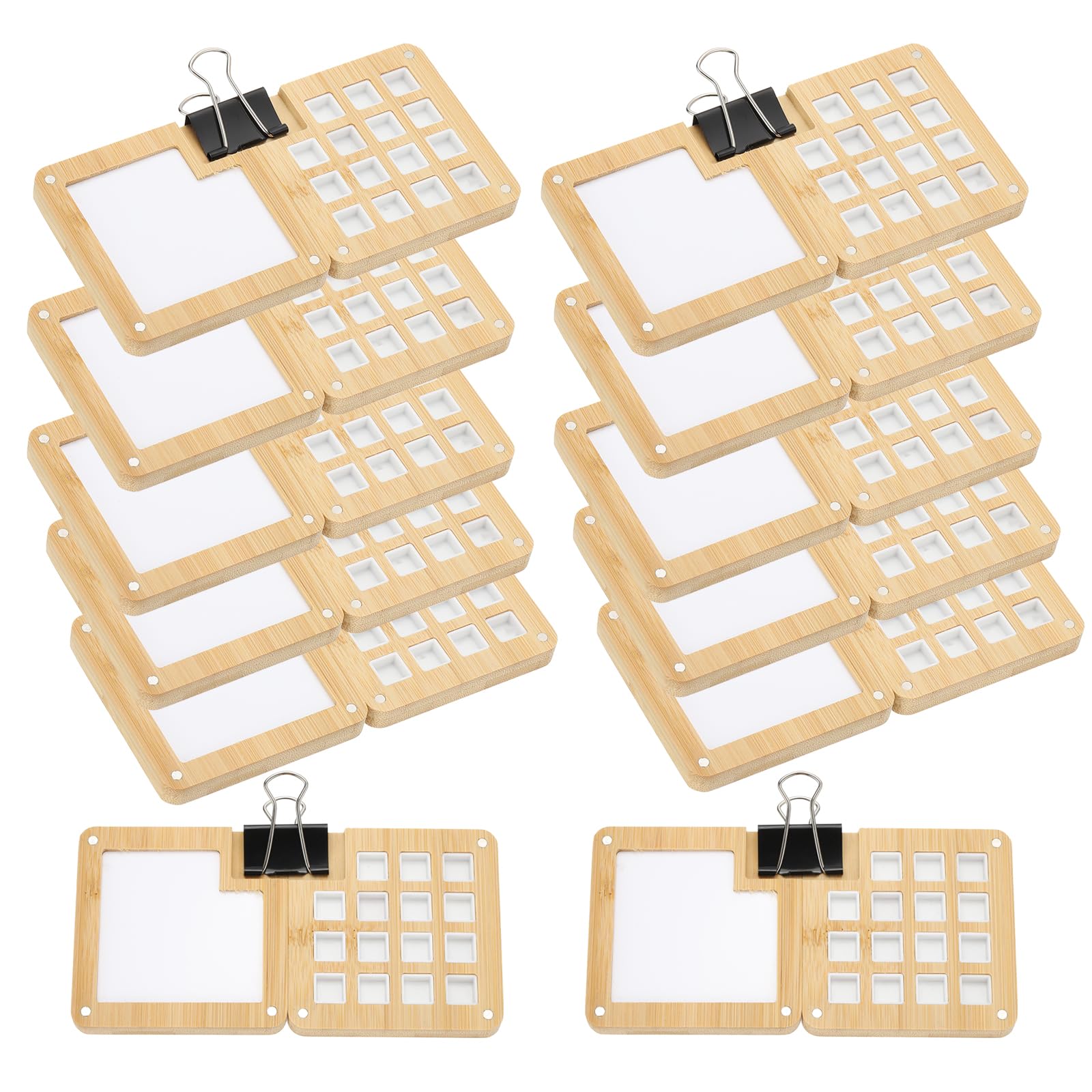 Paleta de boceto de madera con clip magnético y 15 divisiones para mezclas