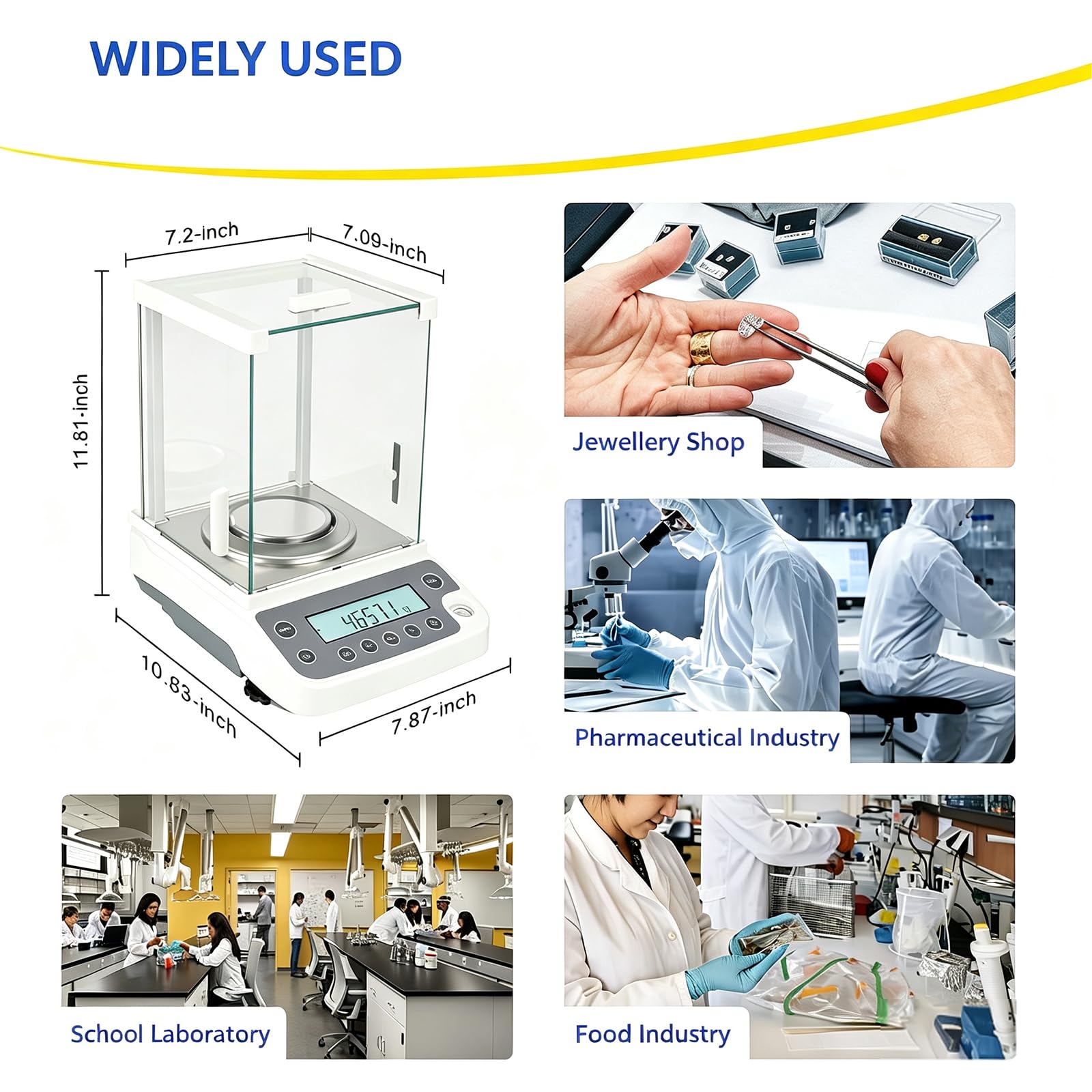 Cyfrowa Waga Analityczna O Wysokiej Precyzji 0,0001 G Do Laboratorium | Pojemność 120 g, Zabezpieczenie przed Przeciążeniem, z Osłoną Przeciwwiatrową i Wyświetlaczem LCD, Idealna do Laboratoriów