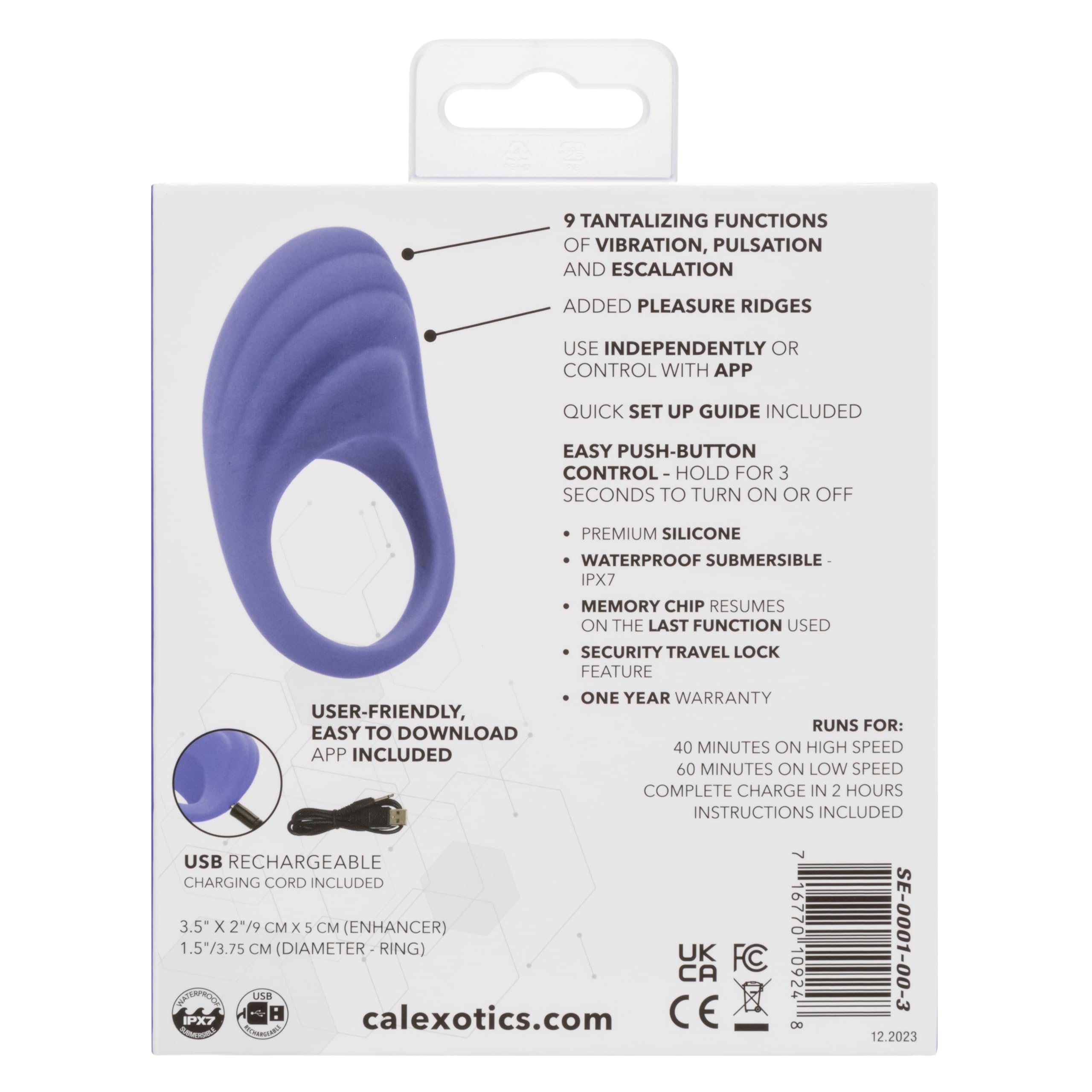 Amazon.com: CalExotics Connect Couples Ring, Vibrating Cock Ring for Men, 9  Modes Rechargeable Vibrator Controlled by App