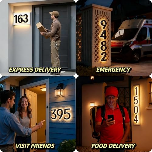 Miniatura 4 de Números de Casa Personalizados LED para Exterior con Iluminación, Números Grandes Personalizados con Energía Solar Retroiluminados, Números de Color