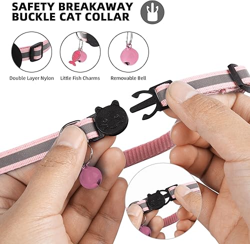 Miniatura 4 de Airtag Collar para gato, collar de gato con campana y hebilla de seguridad en 38 pulgadas de ancho, collar reflectante con soporte impermeable para