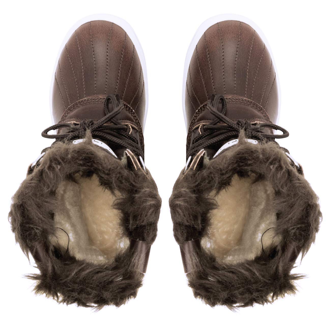 Polar Womens Snow Boot Nylon Short Winter Snow Rain Warm Waterproof Boots - Brown - 7-40 - CD0032
