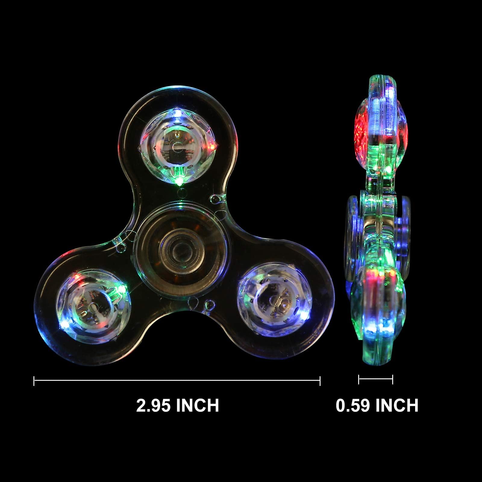 SCIONE Fidget Spinner, świecące zabawki fidget dla dzieci z kryształami LED, zabawka fidget spinner, zabawka (biała)