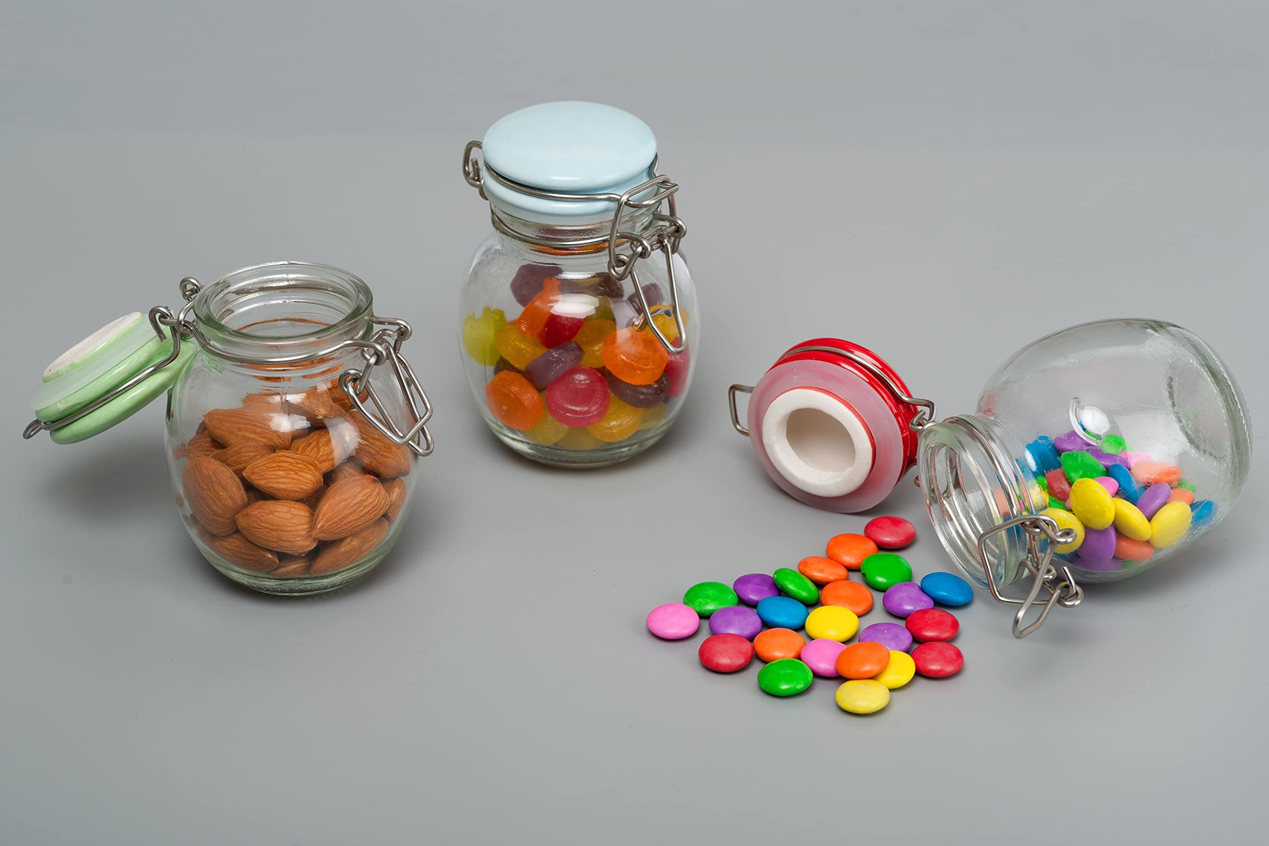 Voix Glass Small Spice Jar With Lid,Clear Kitchen Clip Lock Lid Container Kitchen Storage Jar (130 Ml, Pack Of 6)