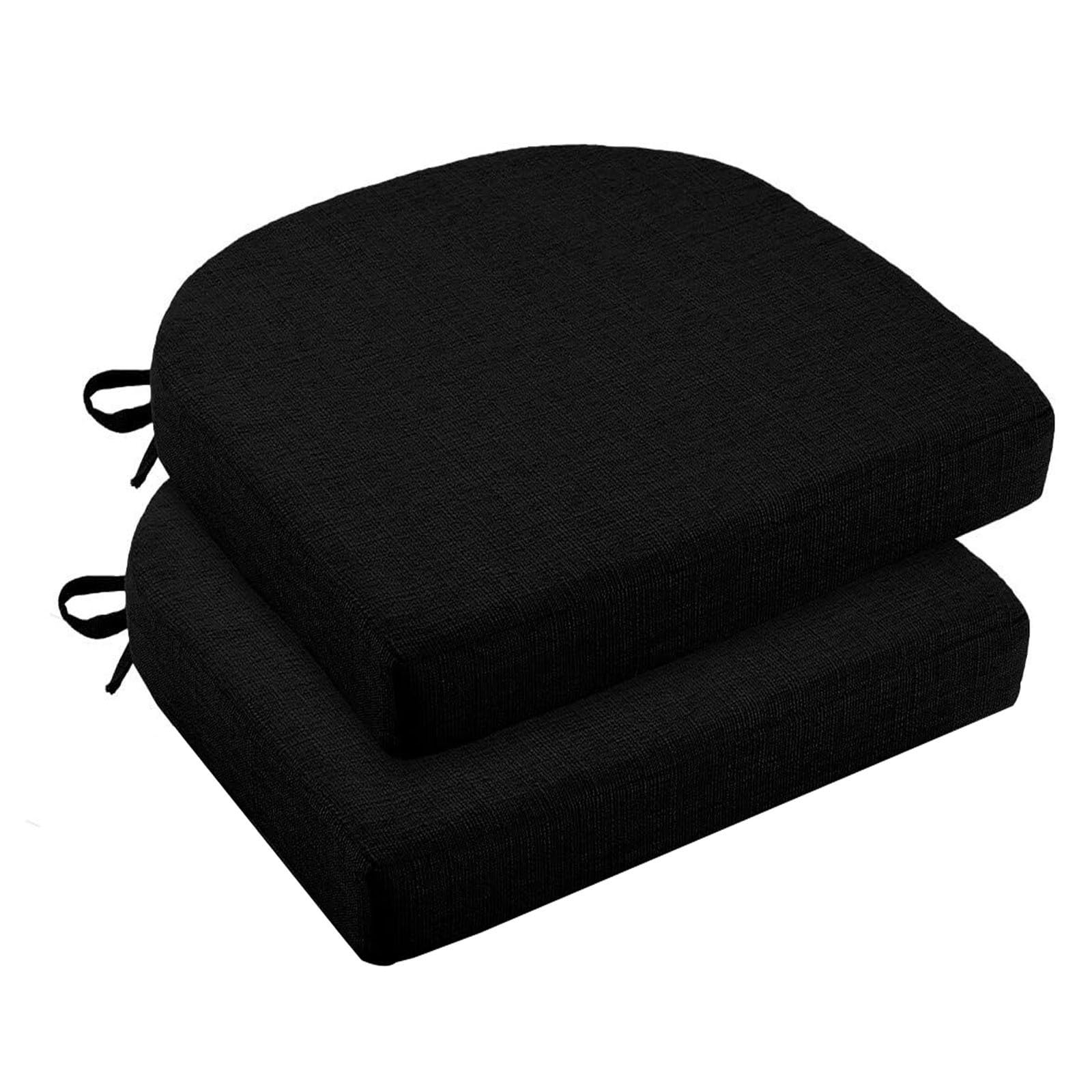 Almohadillas antideslizantes 43x42x5 cm con lazos cojines negros para sillas