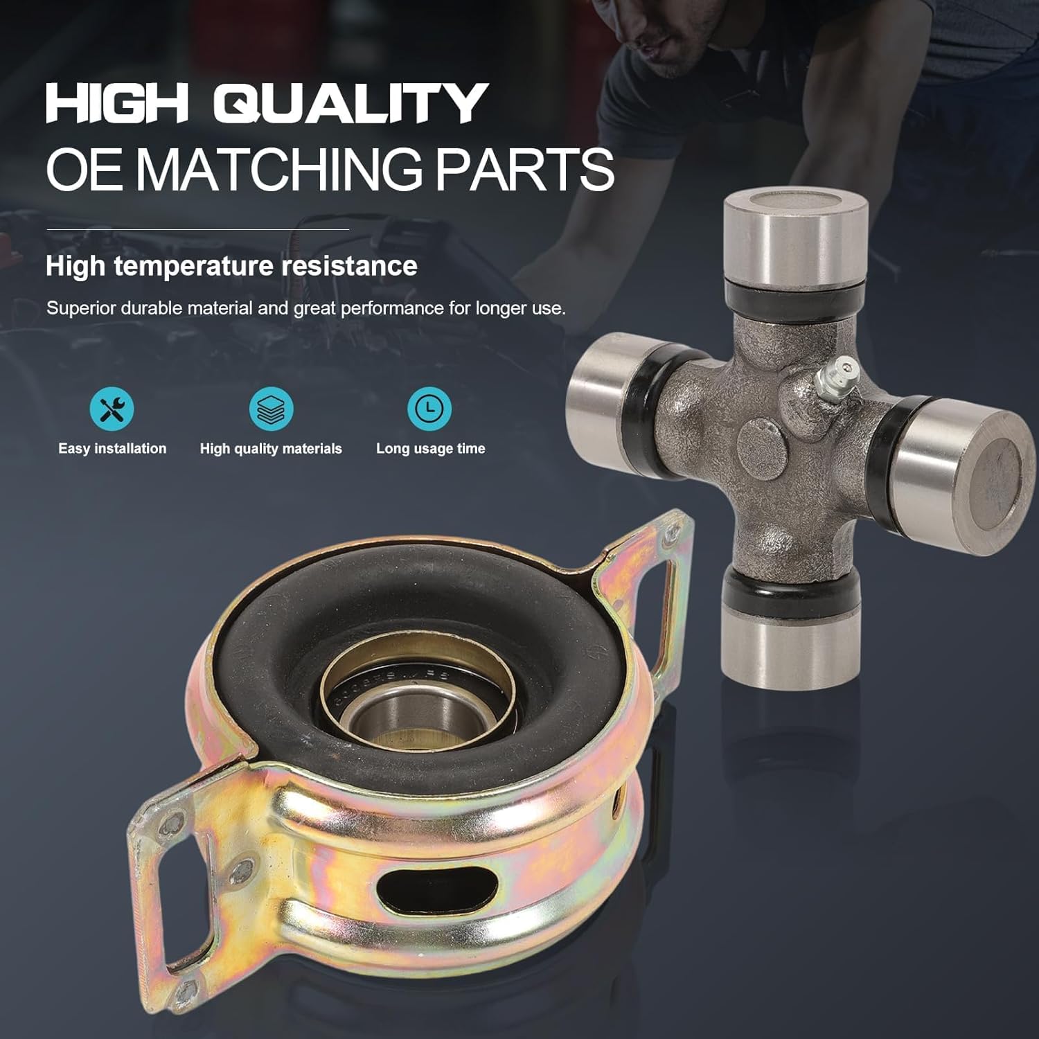 Drive Shaft Center Support Bearing Assembly 372300K040 U-Joints Kit 5-213X for Tacoma 2005-2011, T-100 1993-1998, Tundra 2000-2021 2WD 4WD, 3723034040, 3723035120, 37230-35130, 5-1203X