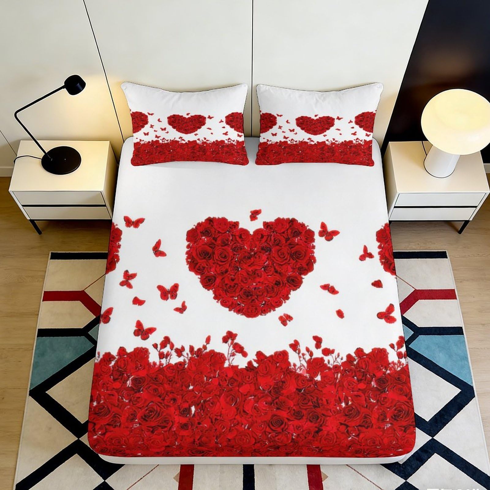 3D Printed Abstract Art Fitted Sheet Microfiber Non-Slip Deep Pocket Abstract Mattress Fitted Cover Full Wrap Washable for Adults 200x200x25cm
