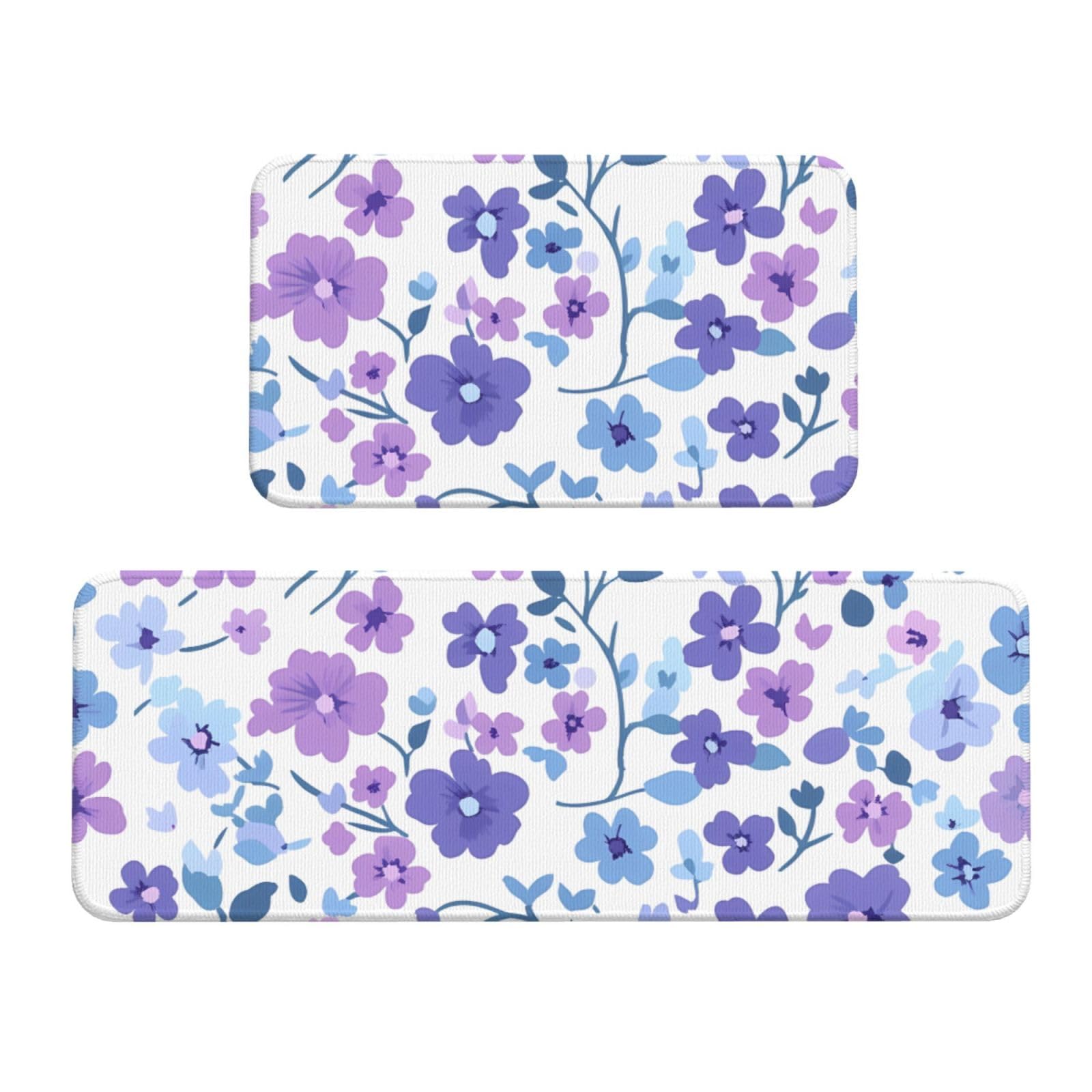 Tapis de cuisine antidérapant lavable 43x120 floral violet clair