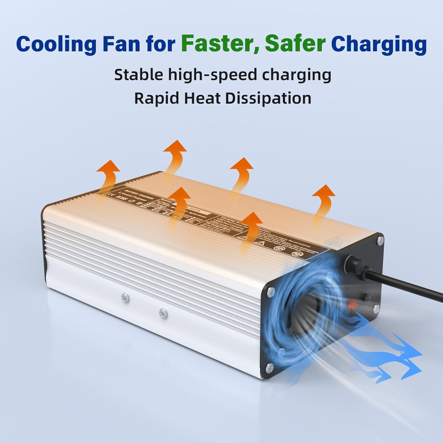 58.4V 5A, AC-DC Battery Charger, Dedicated Best Solution for 48V Lithium Iron Phosphate, LiFePO4 Battery Recharging, Support Charging Solar Off-Grid, Golf Cart (58.4V 5A Charger-Silvery) - Image 3