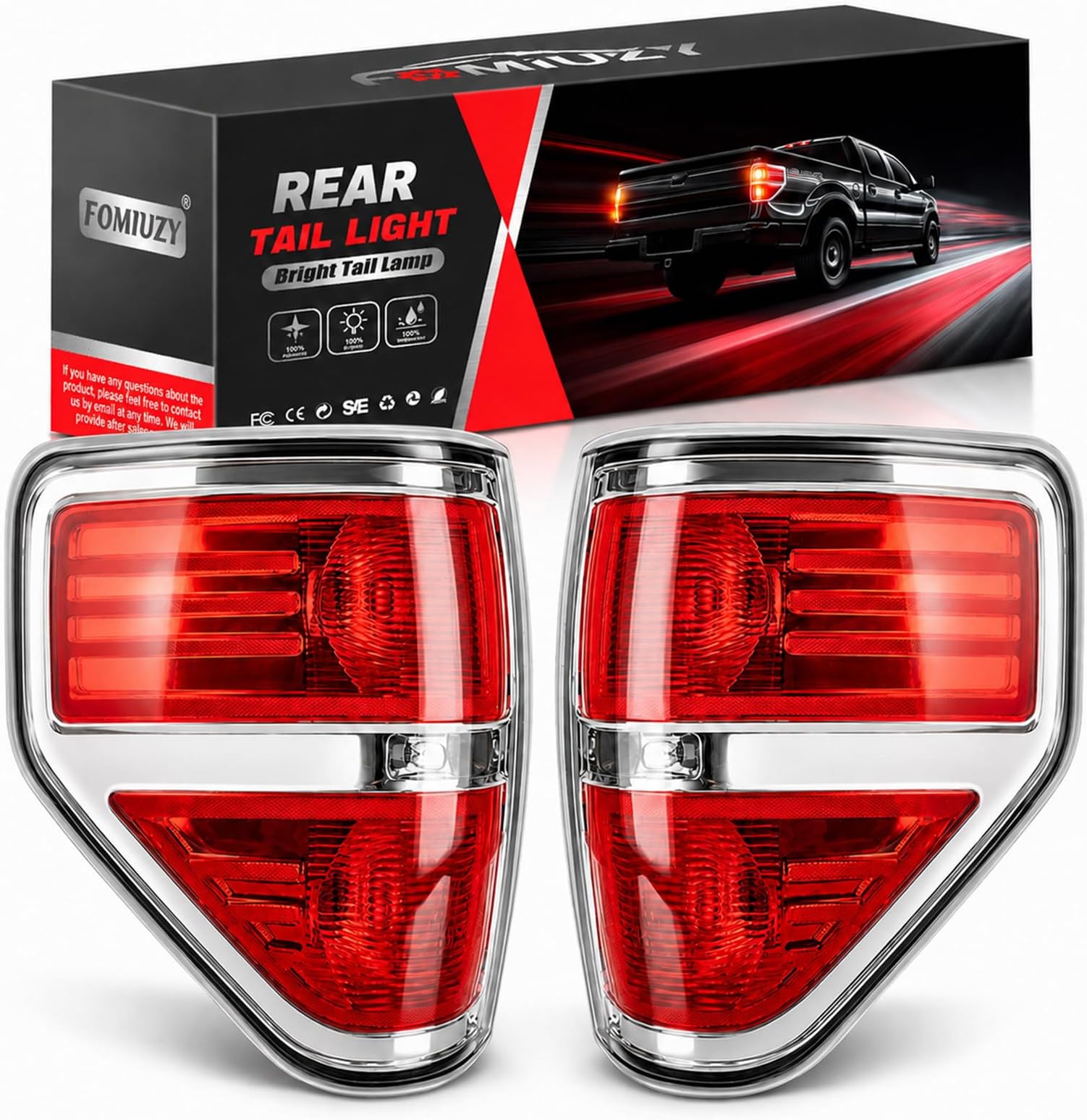 Tail Lights Assembly Fit Ford F150 F-150 2009 2010 2011 2012 2013 2014 Rear Brake Turn Signal Back Up Taillight Left Driver Right Passenger Lens Cover BL3Z13404AB BL3Z13405AB(Bulb Included)