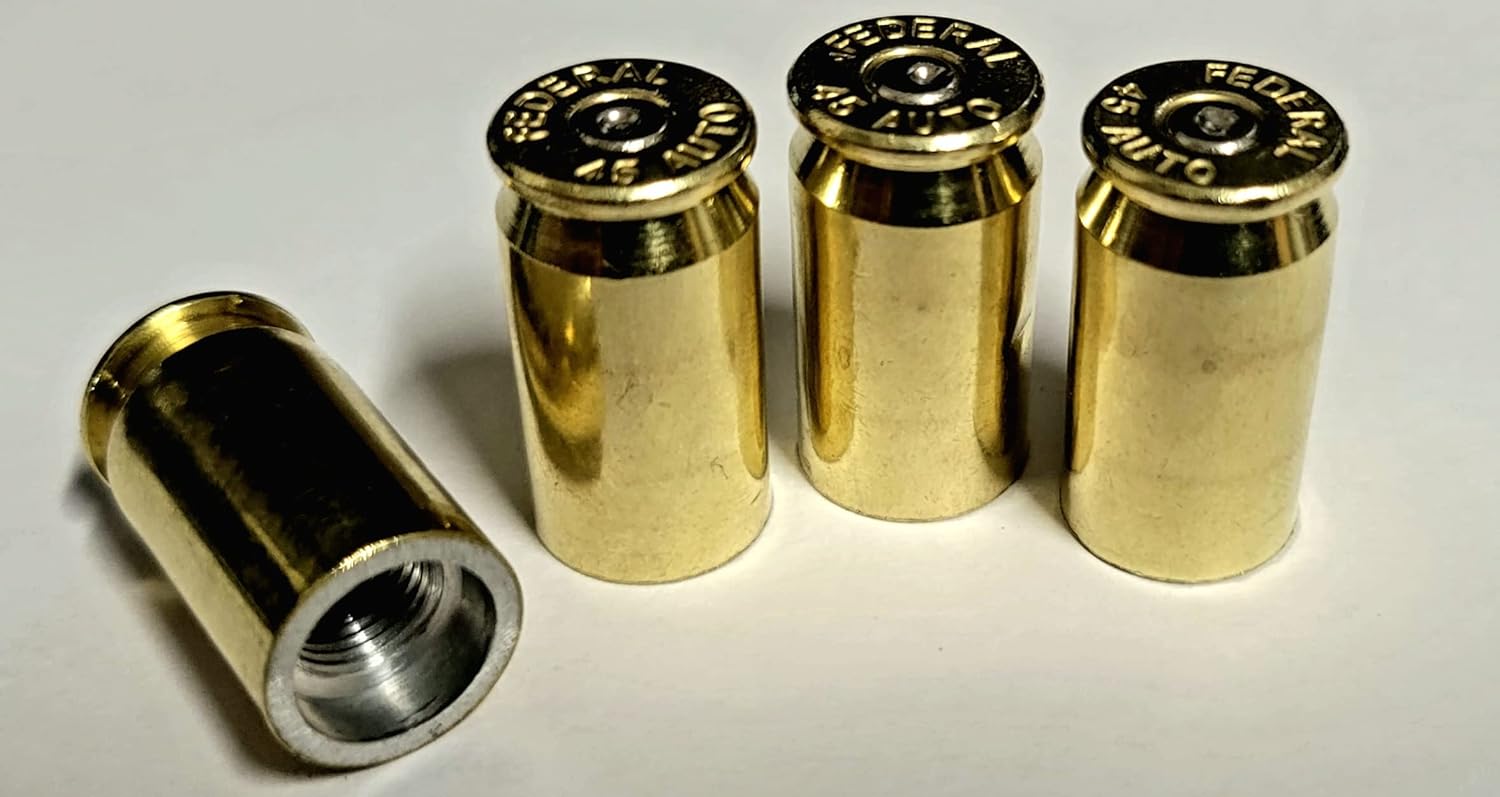 Real .45 Caliber Casing Valve Stem Tire Caps, OnceFired