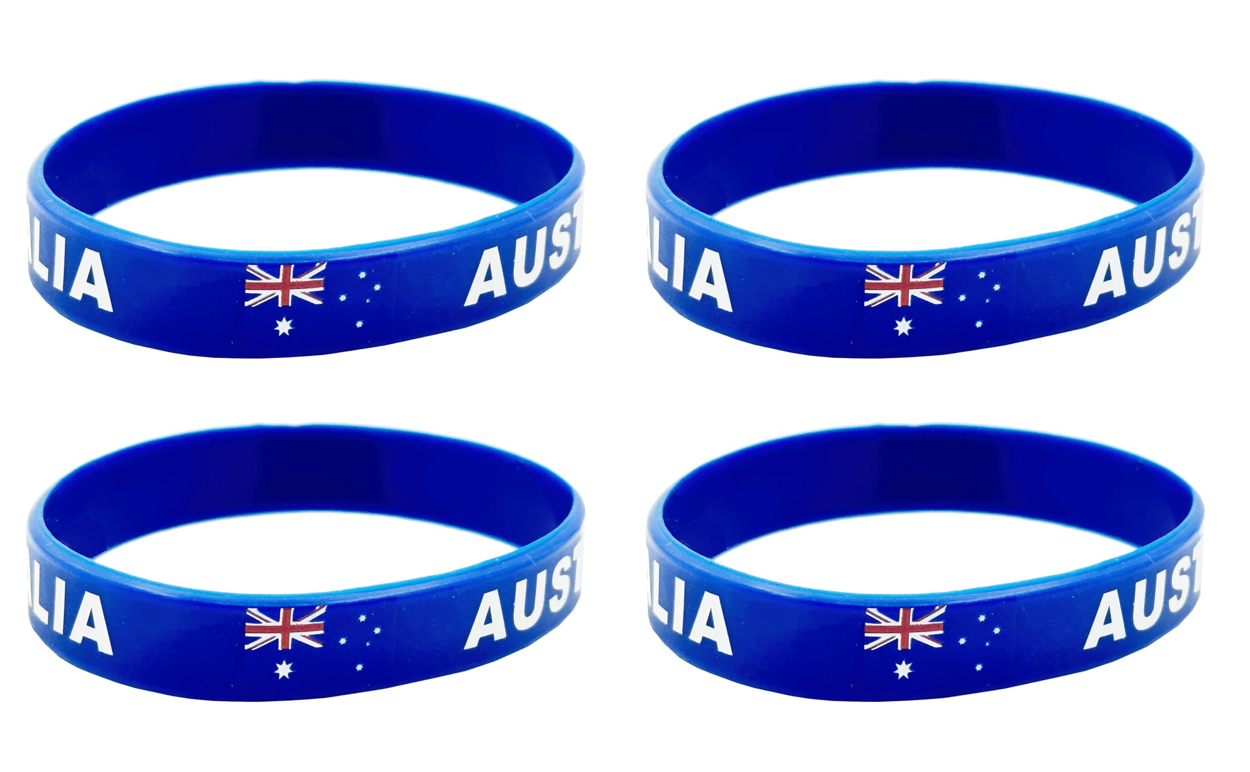 4 Pcs Australia Australian Country Flag Rubber Bracelets, National Flag Silicone Bracelet, Rubber Wristbands Patriotic Decorations Gift