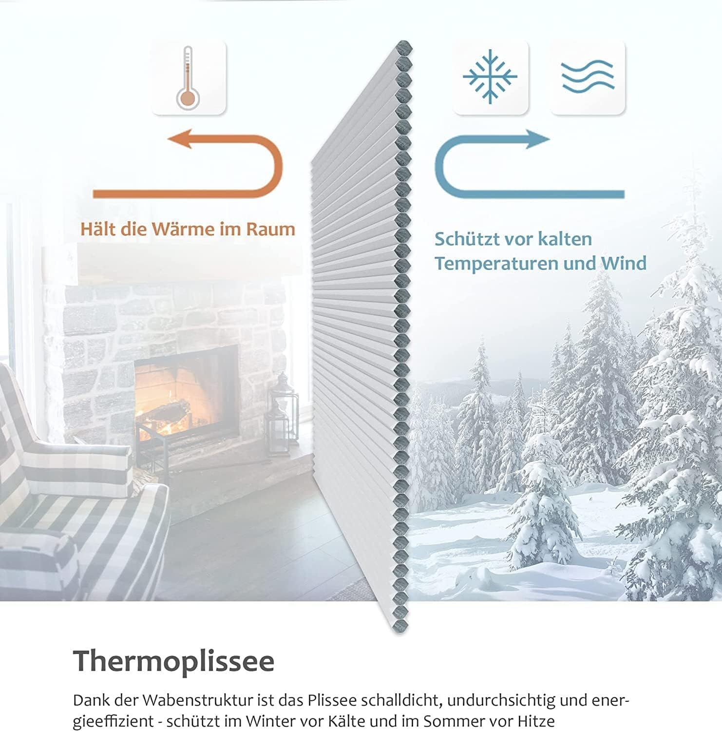 Home-Vision® Premium Doppelplissee Wabenplissee ohne Bohren mit Klemmfix (Weiß-Weiß, B80cm x H120cm) Modern Klemmfix Blickdicht Plissee Sonnenschutz Hitzeschutz Jalousie für Fenster Thermo
