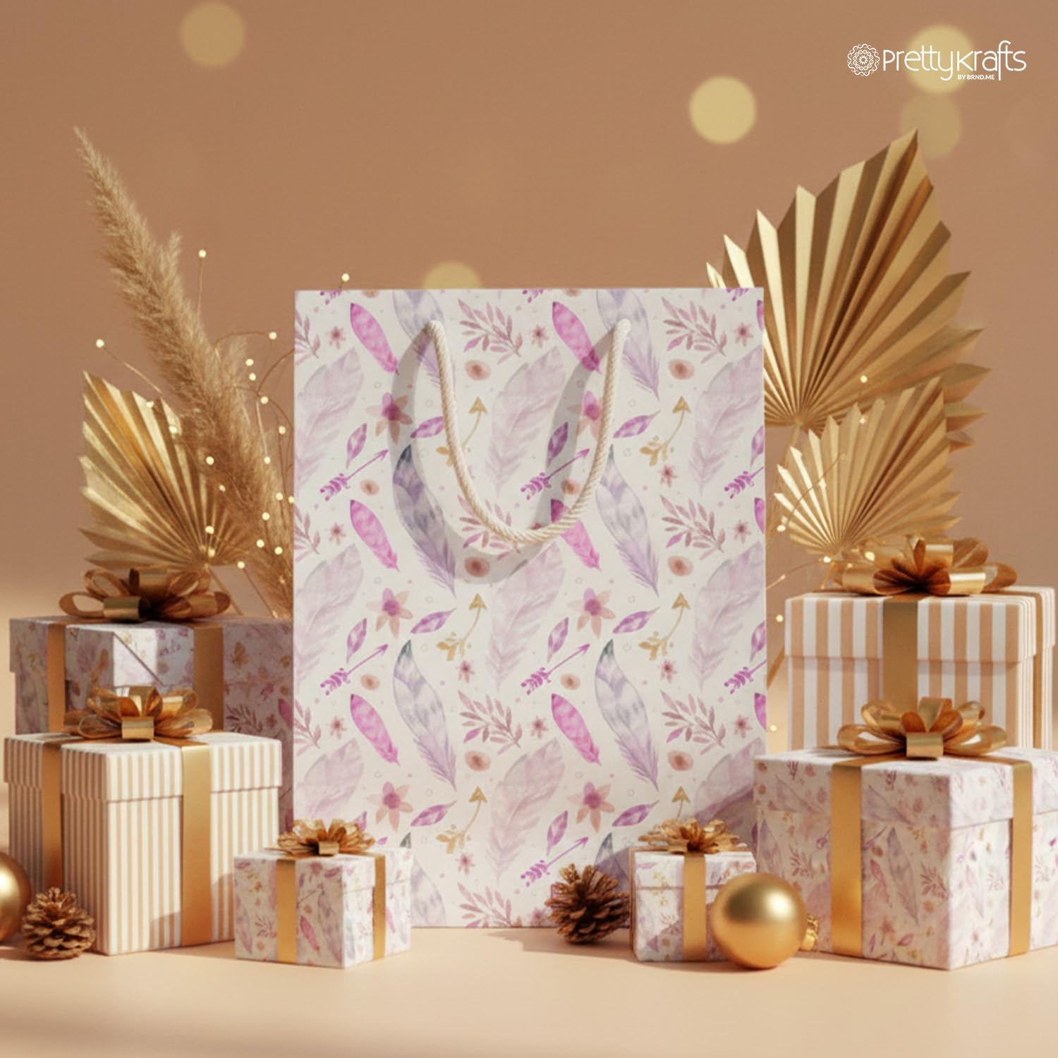 Prettykrafts Pink Gift Bags - Pack of 5 -4 Prettykrafts Pink Gift Bags - Pack of 5 -4