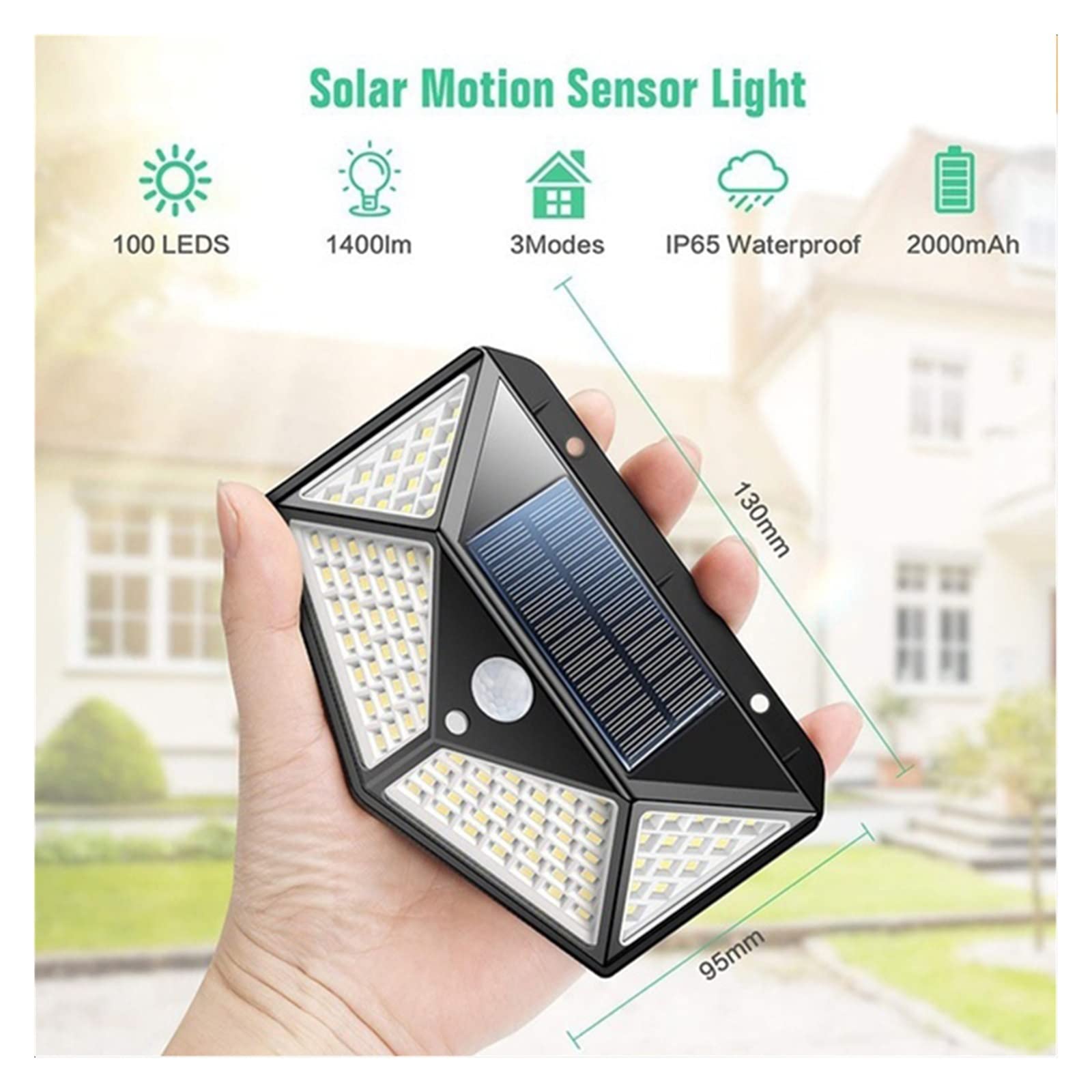 2/4/6/8 Sztuk 100 LED Kinkiety Słoneczne Zewnętrzna Lampa Solarna PIR Czujnik Ruchu Zasilany Energią Słoneczną Światło Słoneczne Oświetlenie Uliczne Do Światła Ogrodowego(6Pcs)