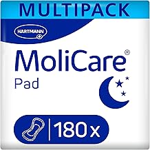 MoliCare Pad Night Incontinence Pads for Reliable Night Protection for Mild Bladder Weakness, 6 x 30 Pads (160 Pack)