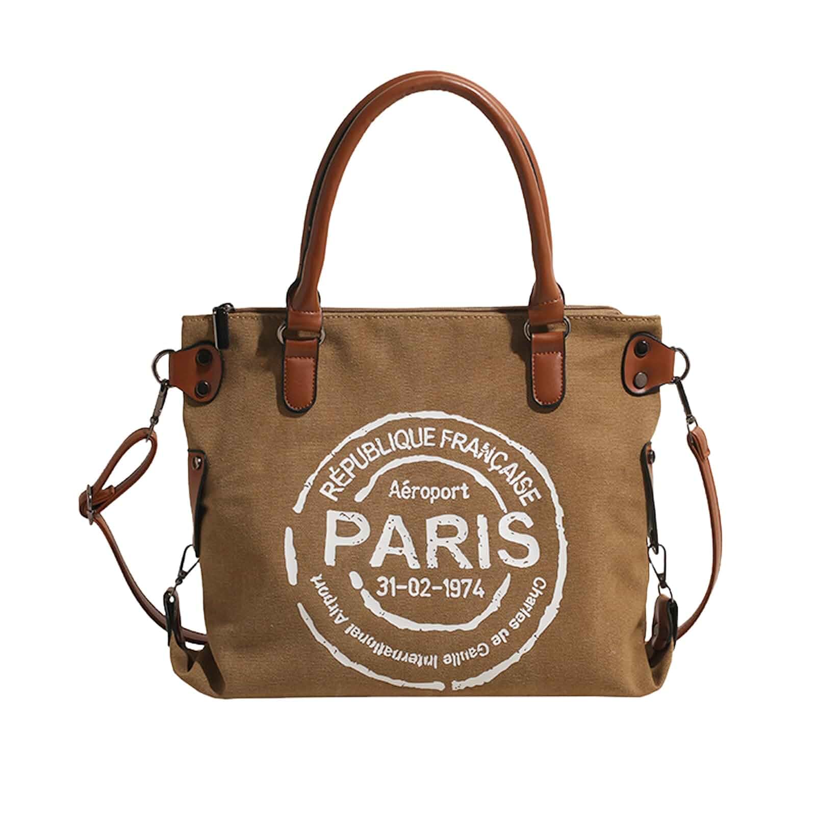 NICOLE & DORIS Large Canvas Bags for Women Simple Shoulder Bag Multi Pocket Tote Handbag Ladies Top Handle Bags