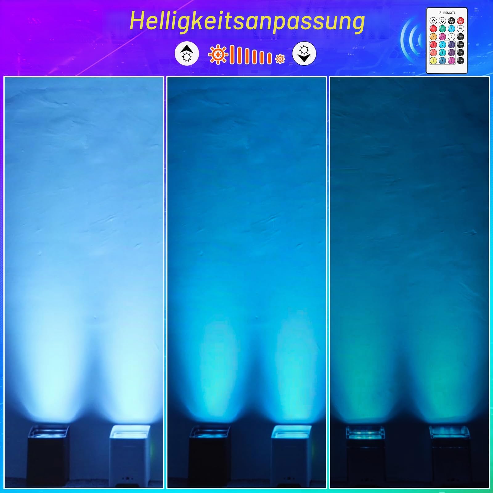 108W Akku LED Par Scheinwerfer Strahler Wiederaufladbarer RGBWA+UV Uplight Outdoor mit Fernbedienung/DMX/APP(IOS und Android) Disco licht für DJ party Bar Hochzeit Geburtstag- Weiss
