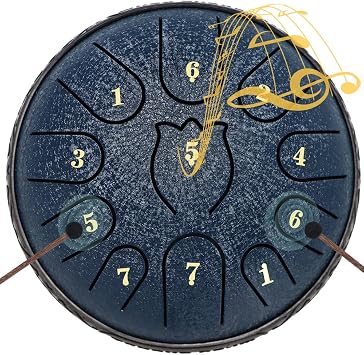 Steel Tongue Drum 6 Inche 11 Note Steel Drums Rain Chime,Raindrop Drum,Rain Drum for Outside GardenDark Blue