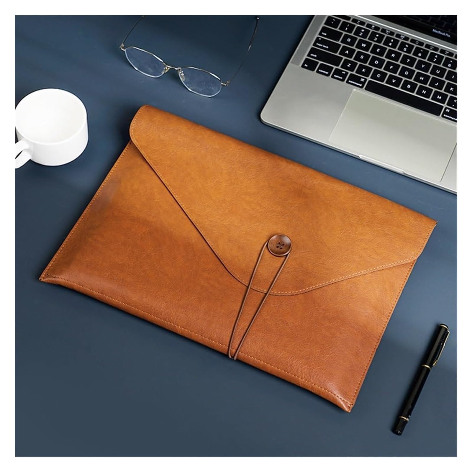 Etui na dokumenty ze skóry PU, Skórzany organizer na dokumenty, koperta, teczka, organizer, wielokolorowy, 247 x 353 x 235 mm, opakowanie 3 szt.(Brown)