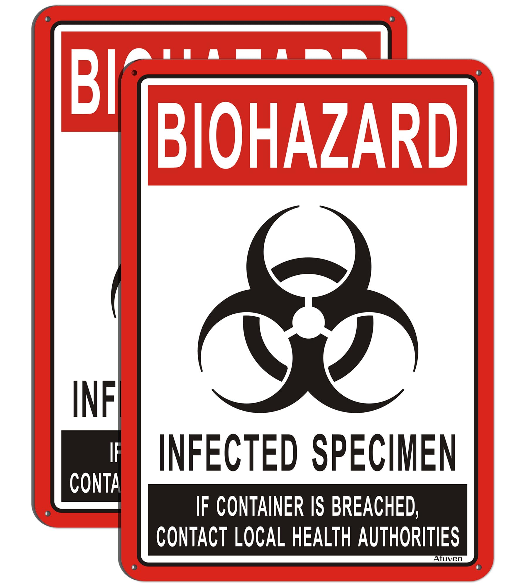 Biohazard Infected Specimen Signs 14" x 10" Biohazard Signs, Biohazard Warning Sign for Labs, Rust-Free Aluminum, Weatherproof, Easy to Install, Indoor or Outdoor Use, 2 Pack