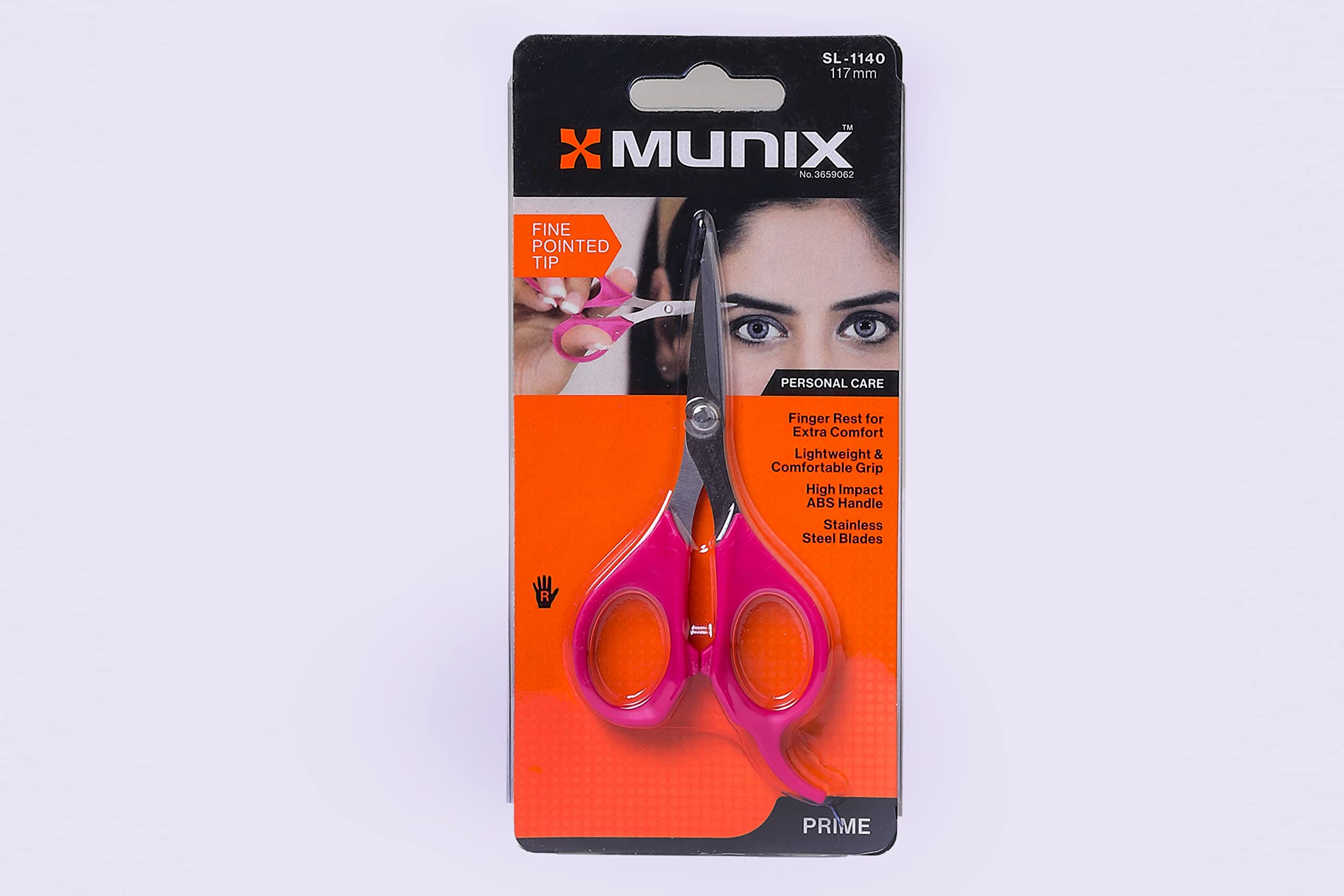 munix sl-1140 117 mm / 4.6" facial hair cutting & trimming scissors | fine pointed tip, shock proof scissors | easy grip | for personal care | blue & fuchsia pink, pack of 2 - color may vary