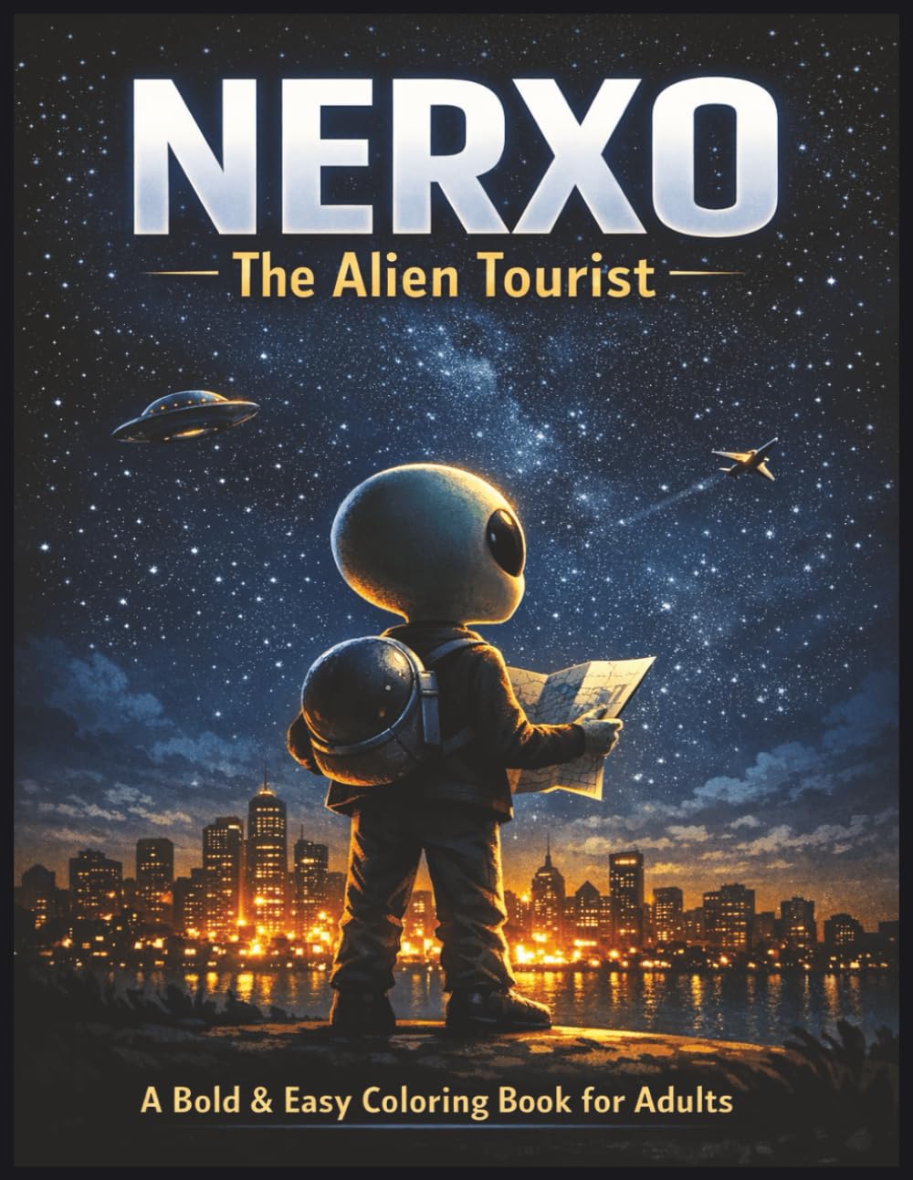 NERXO: The Alien Tourist: A Bold & Easy Sci-Fi Coloring Book for Adults Featuring 50 Fun and Relaxing Space-Inspired Illustrations