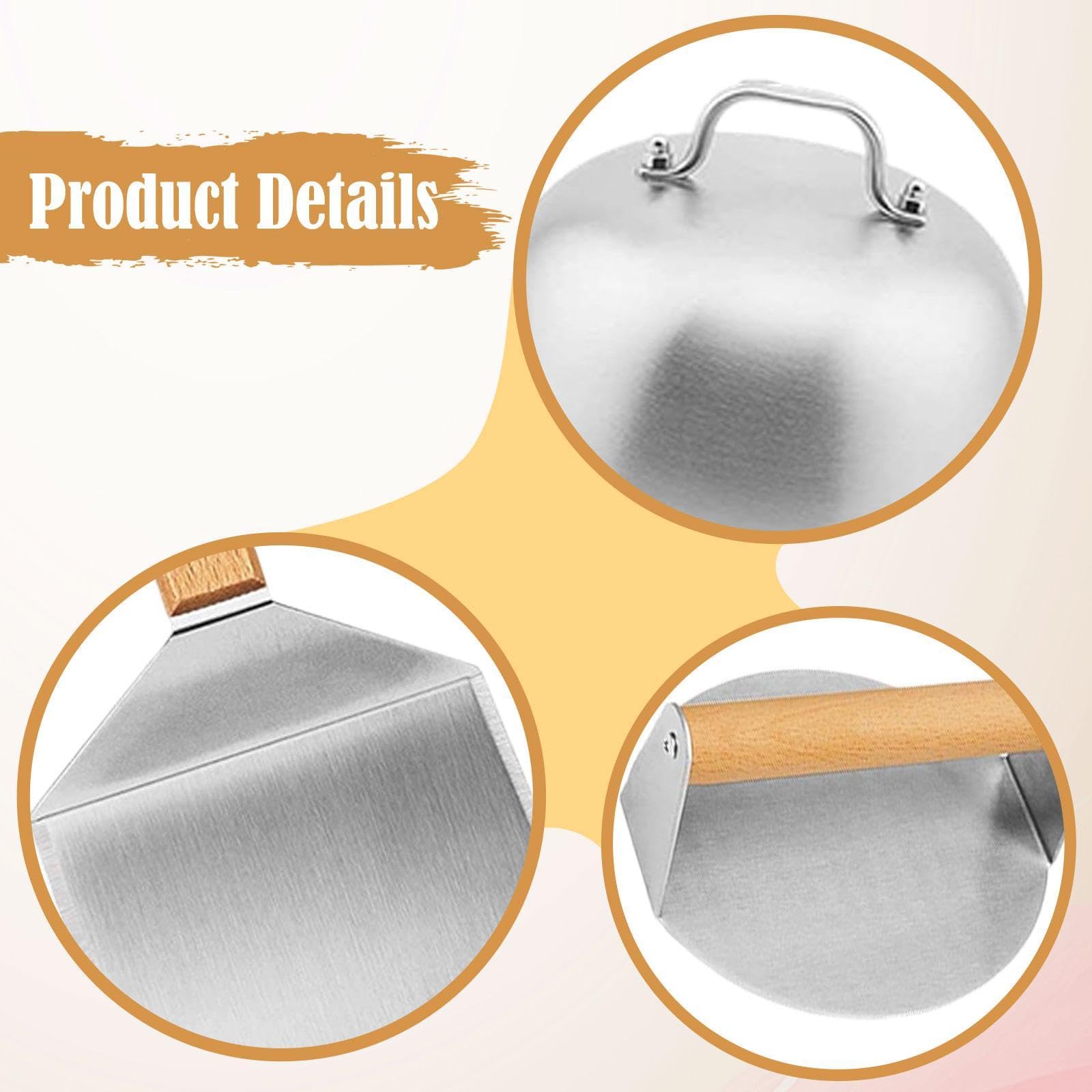 2 Pezzi Spatola BBQ Kit Accessori Barbecue Giraverdure Griglia Acciaio Inossidabile Manico in Legno Ergonomico Adatto per Picnic Cucina All’aperto Eve, 5 Pezzi