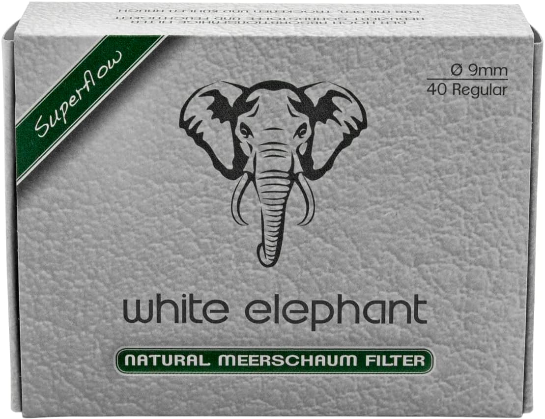 White Elephant 9 mm Meerschaum Filters (White, 40 Pack)