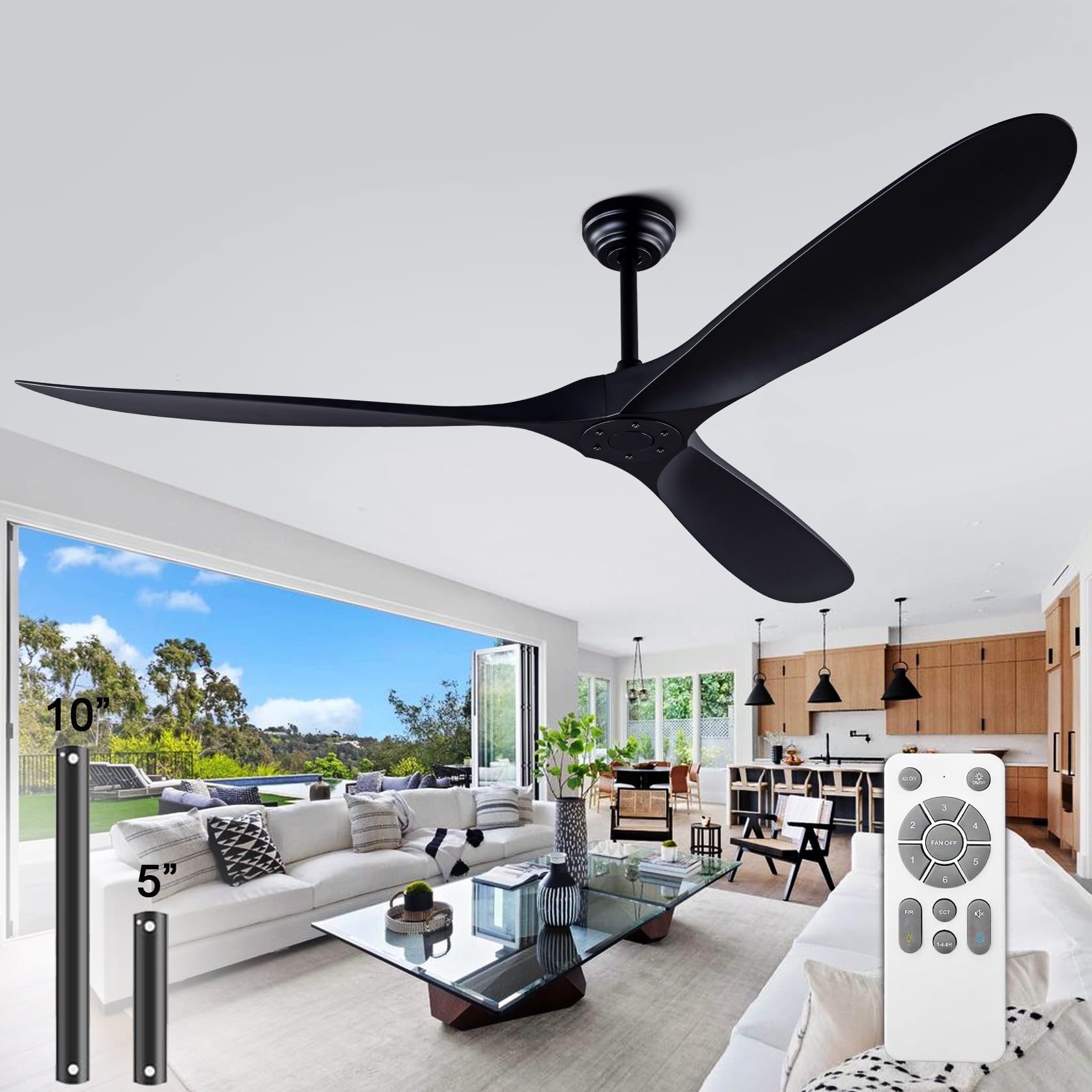 Quiet Ceiling Fan with Remote - Black/Walnut -9