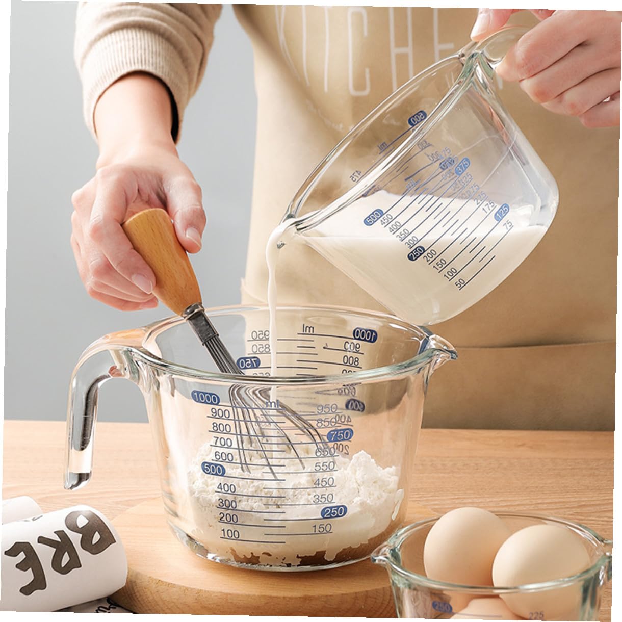 Misurino per Misurare Liquidi da 500ml in Vetro con Manico Isolante e Scala Graduata for Cucina and Preparazioni di Bevande Calde e Fredde