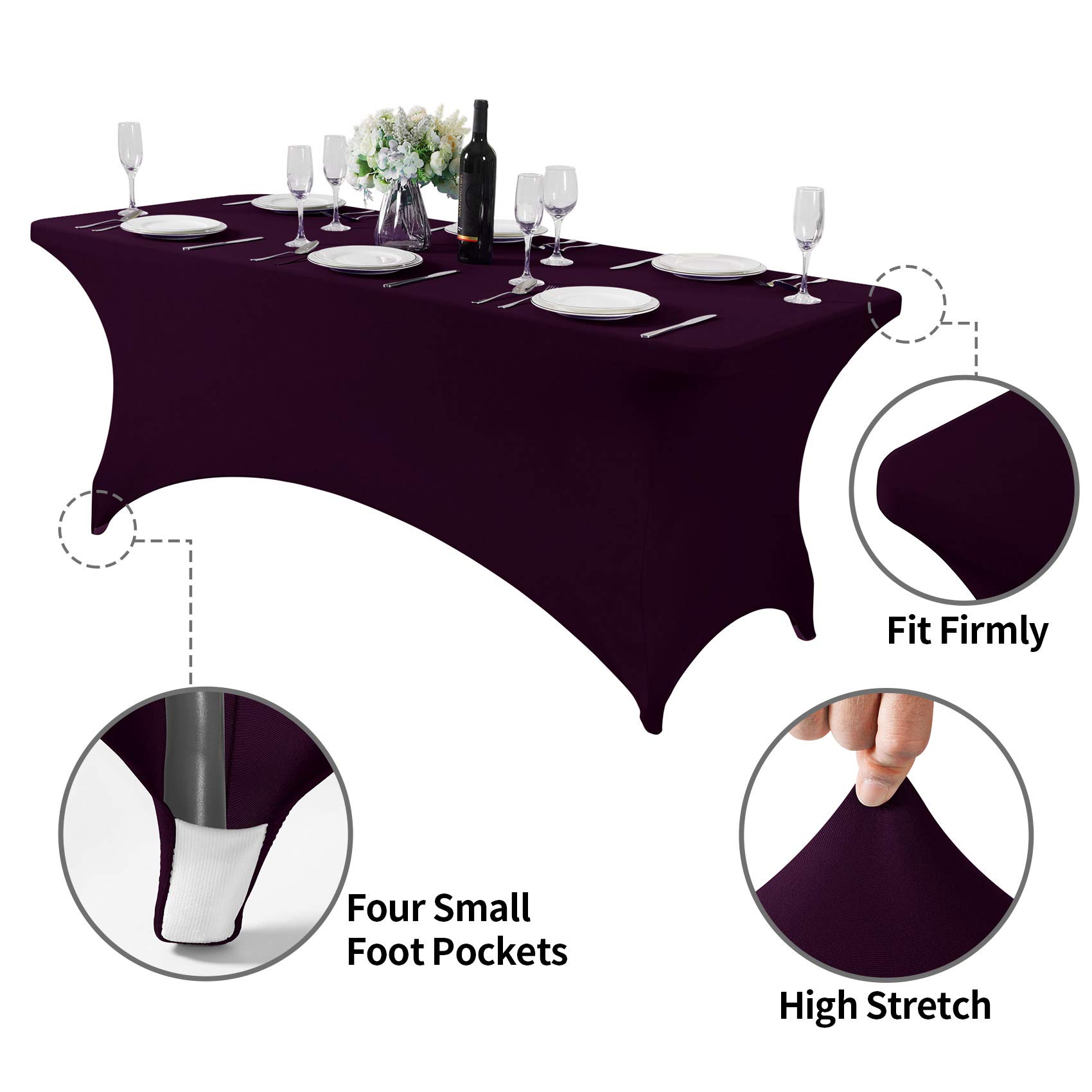 Lot de 2 nappes en élasthanne pour Table de 1,8 m, 1,2 m ou 2,4 m, Nappe Extensible Universelle pour fête, Banquet, Mariage et événements