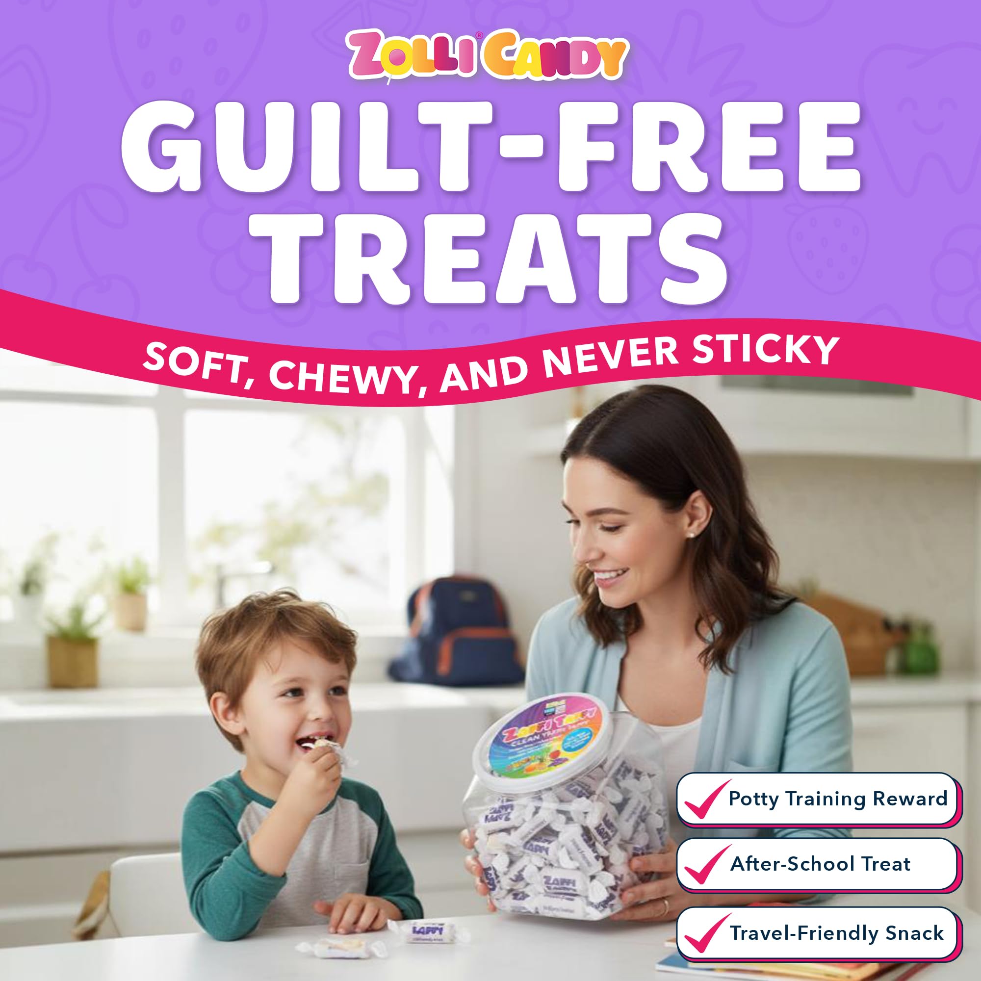Zollipops, Zaffi Taffy Clean Teeth Taffy AntiCavity Zuckerfreie Süßigkeiten mit Xylitol für ein gesundes Lächeln, ideal für Kinder, Diabetiker und Keto-Diät, 907 ml, Sortimentspackung